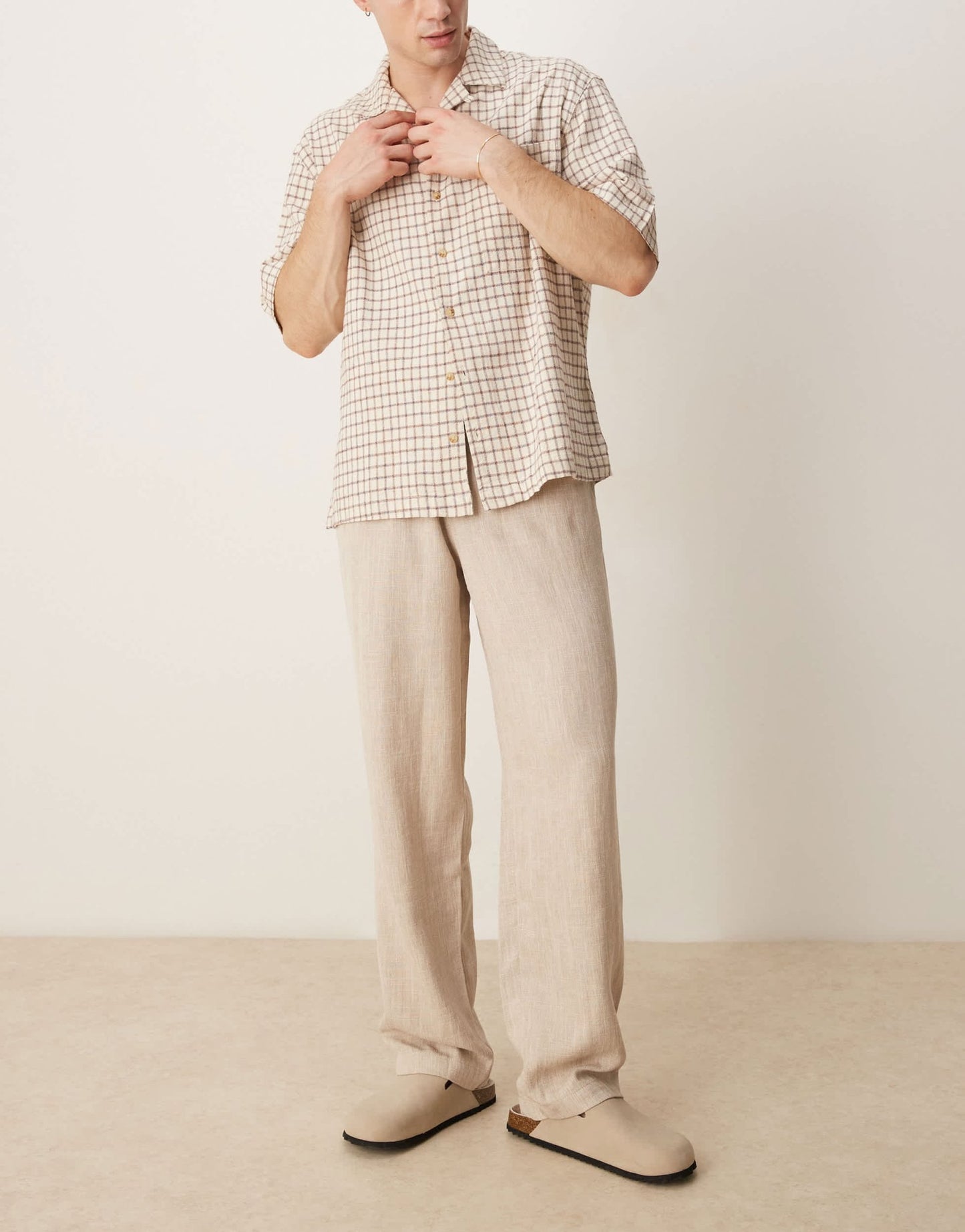 ASOS DESIGN baggy trouser with drawstring in natural - ASOS Sample Sale