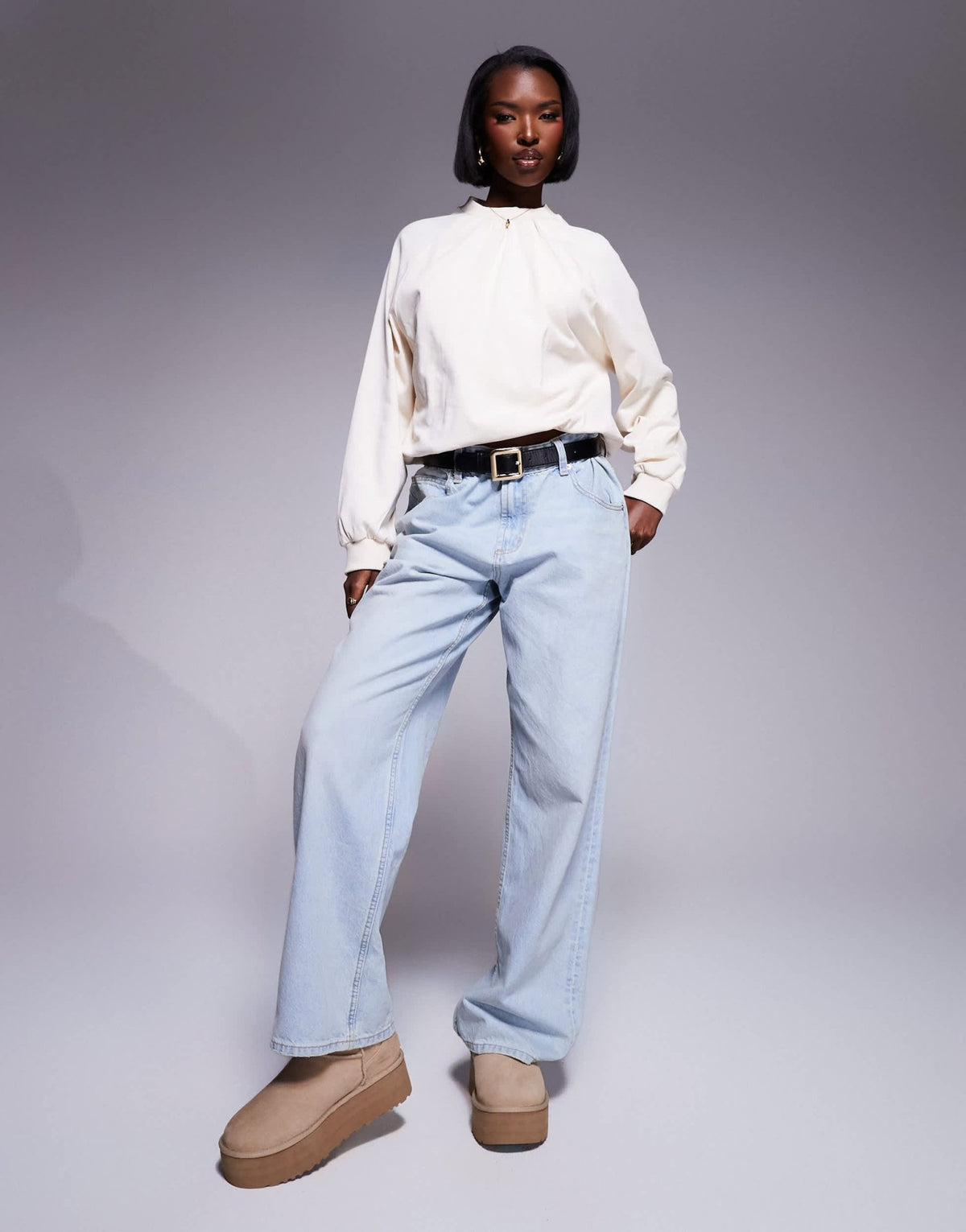 ASOS DESIGN balloon hem sweat in ecru - ASOS Sample Sale