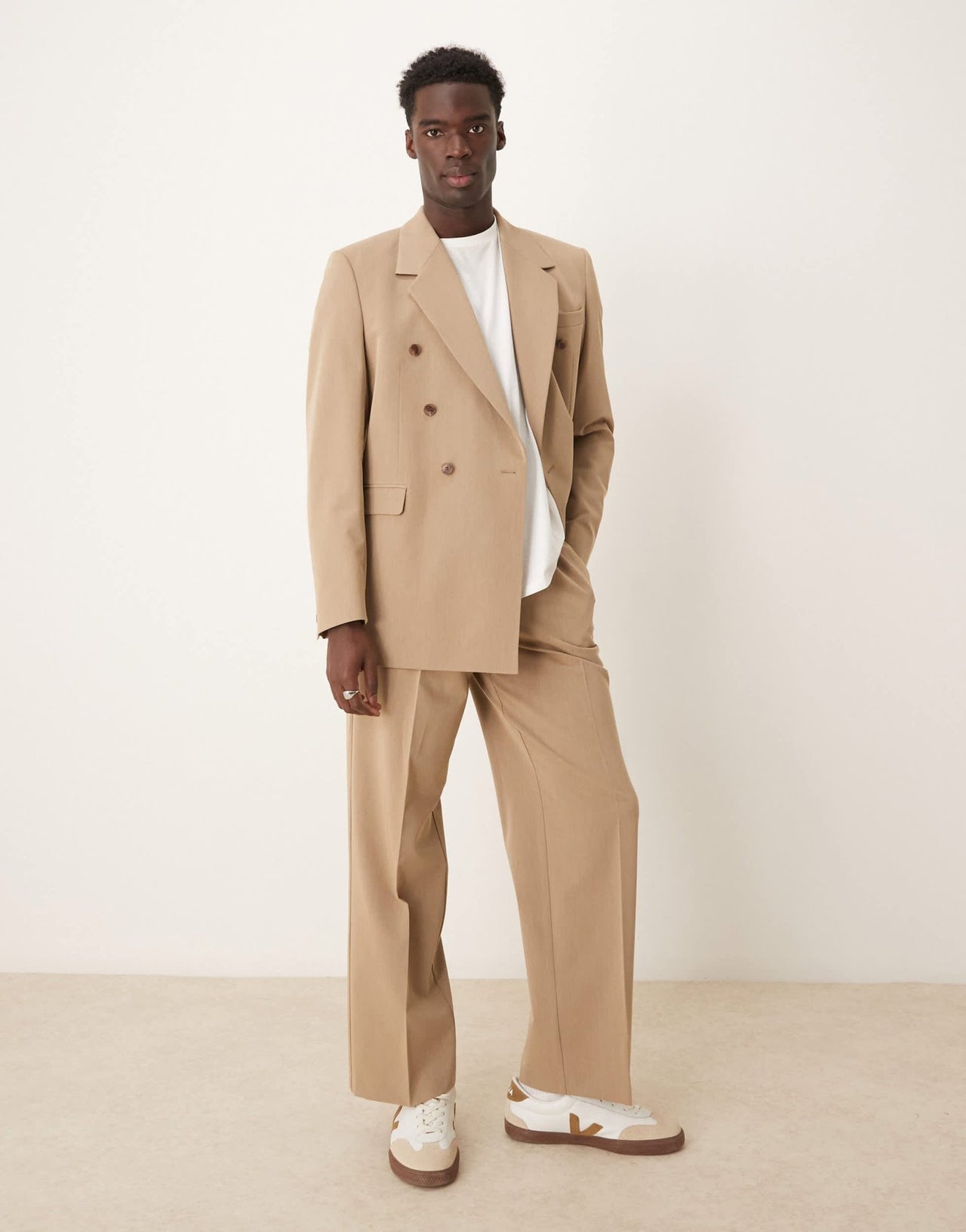 ASOS DESIGN balloon suit trousers in dark stone - ASOS Sample Sale