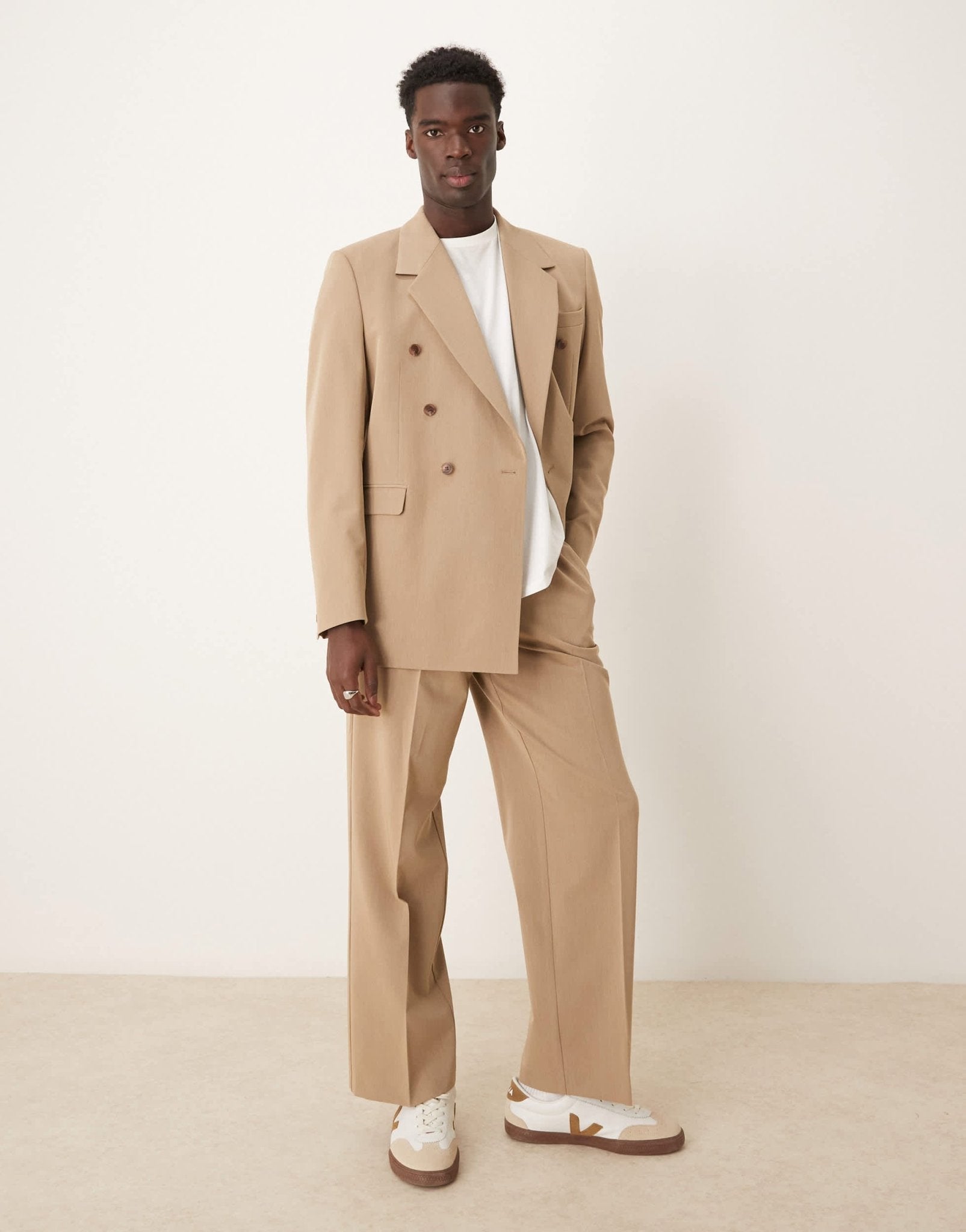 ASOS DESIGN balloon suit trousers in dark stone - ASOS Sample Sale