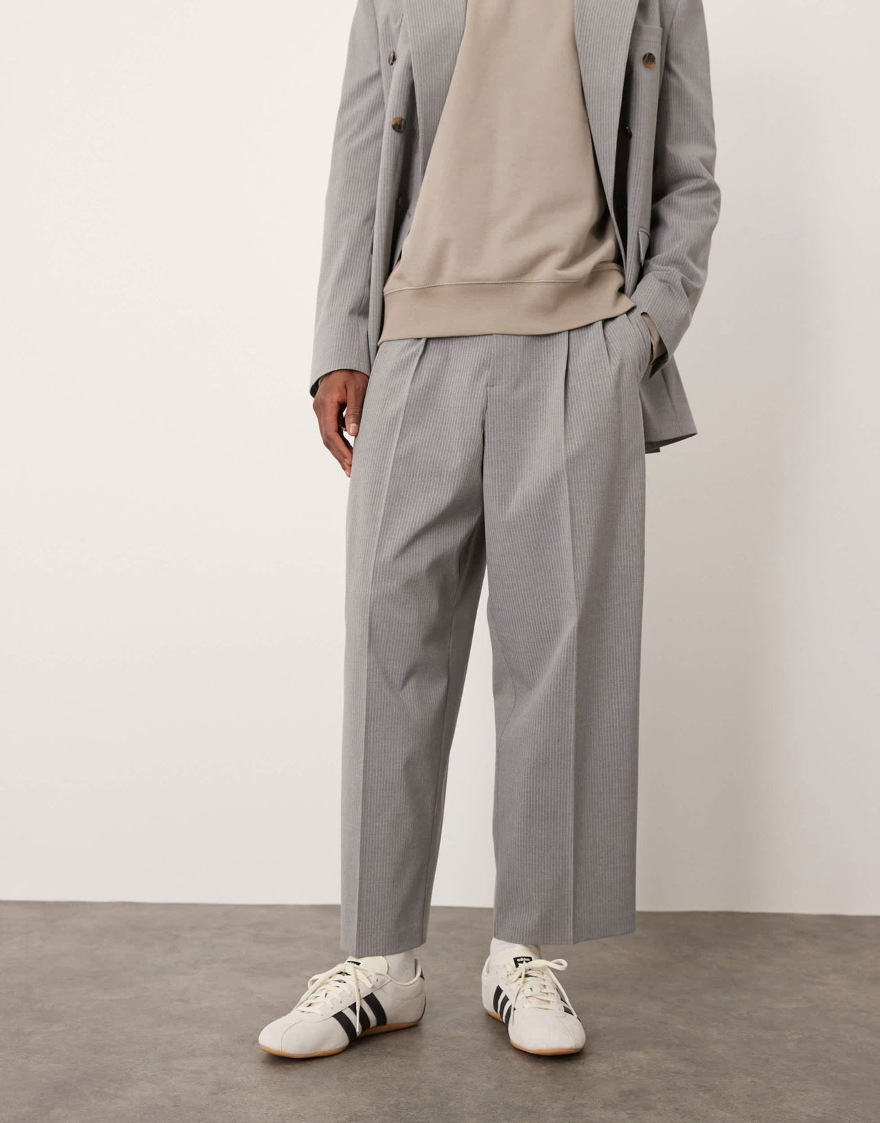 ASOS DESIGN balloon suit trousers in grey pinstripe - ASOS Sample Sale