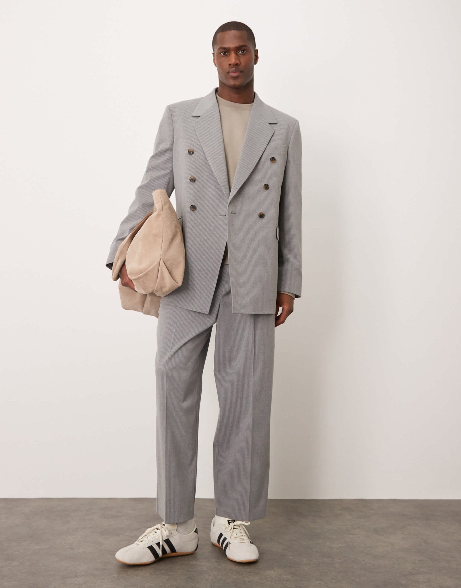 ASOS DESIGN balloon suit trousers in grey pinstripe - ASOS Sample Sale