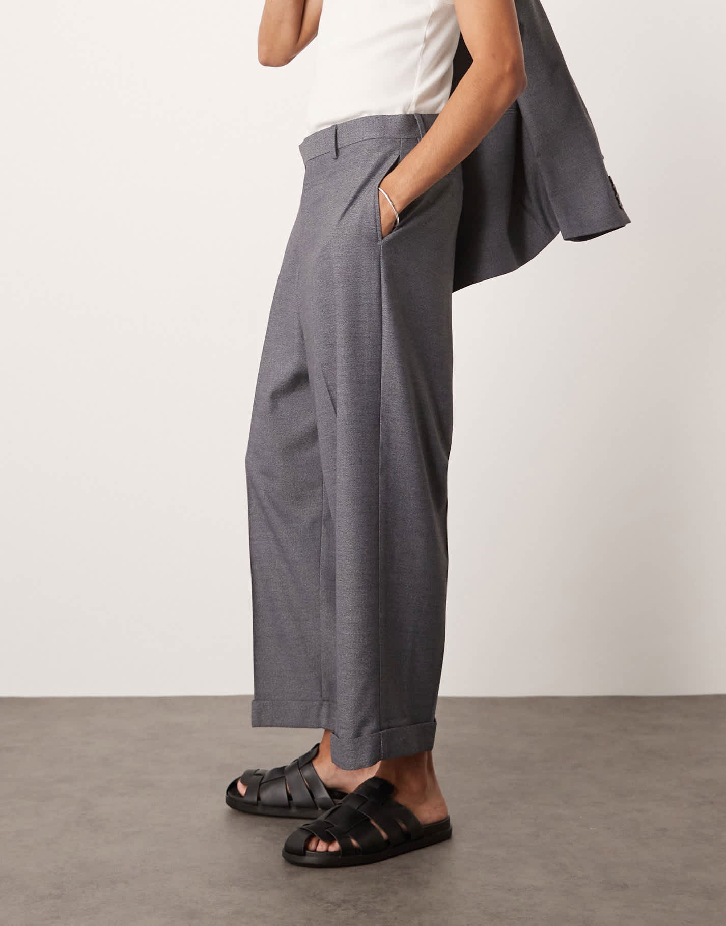 ASOS DESIGN balloon suit trousers in grey texture - ASOS Sample Sale