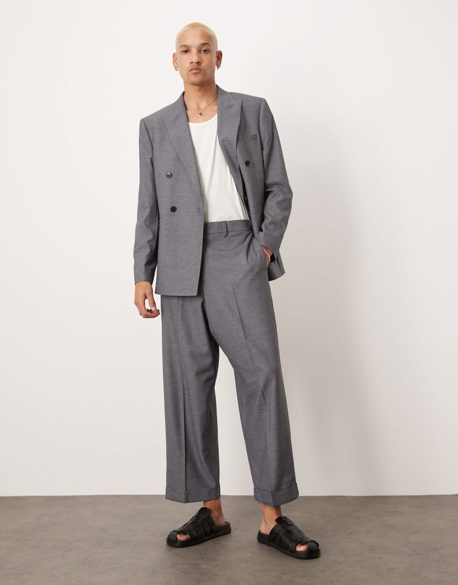 ASOS DESIGN balloon suit trousers in grey texture - ASOS Sample Sale