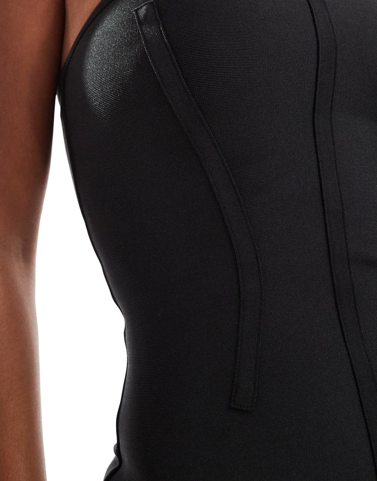 ASOS DESIGN bandage seam detail mini bandeau dress in black - ASOS Sample Sale