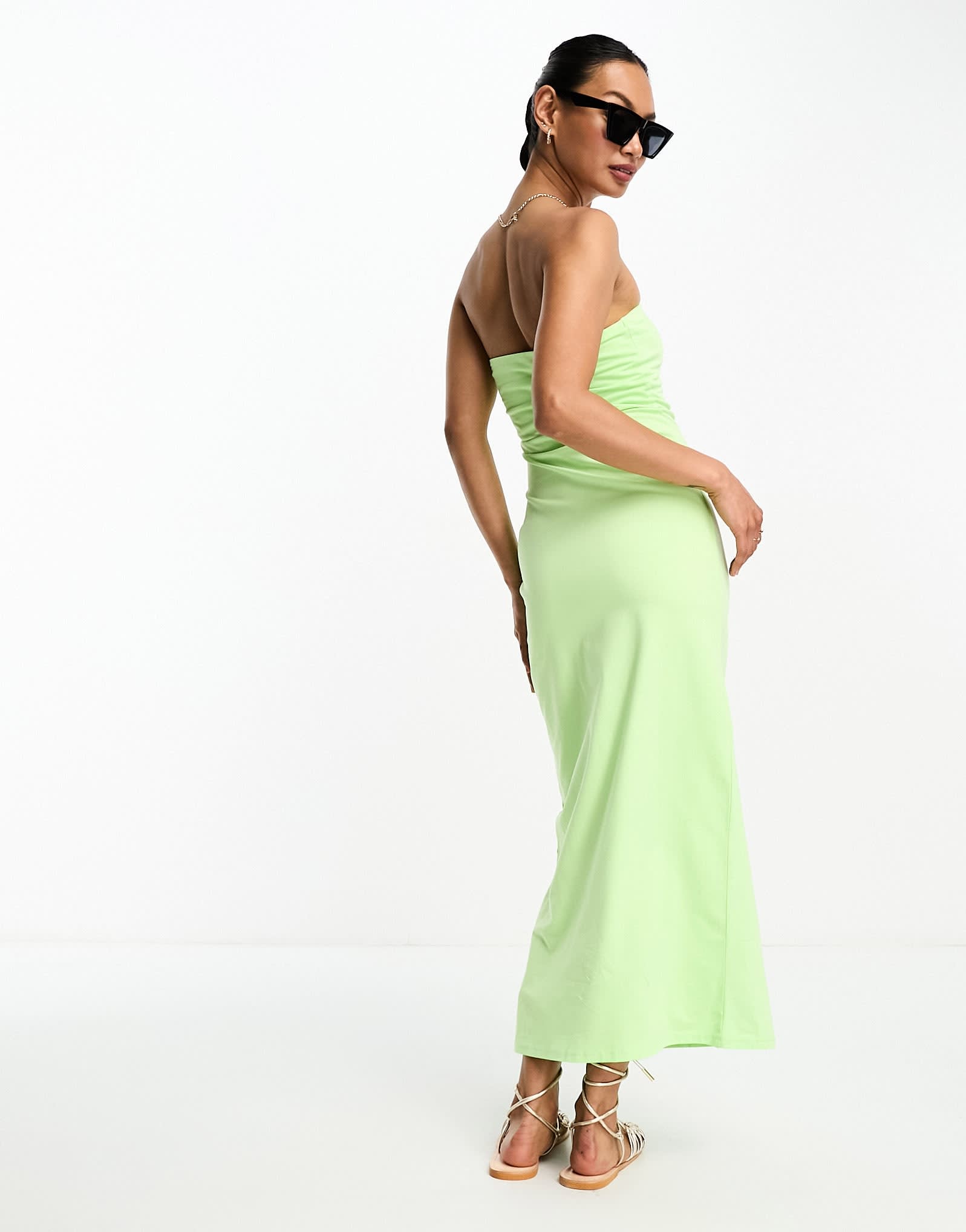ASOS DESIGN bandeau bodycon midi dress in lime - ASOS Sample Sale