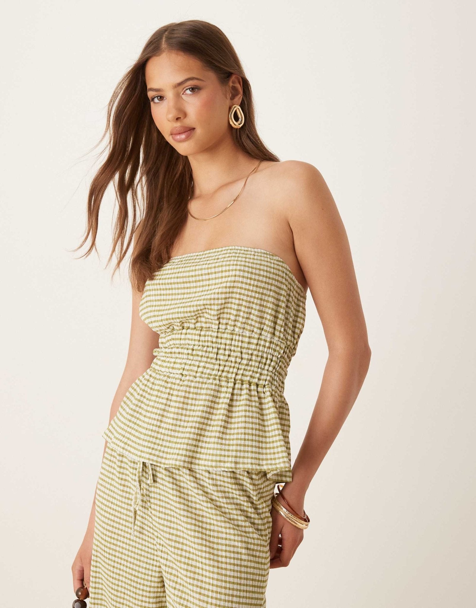 ASOS DESIGN bandeau co-ord in green gingham - ASOS Sample Sale