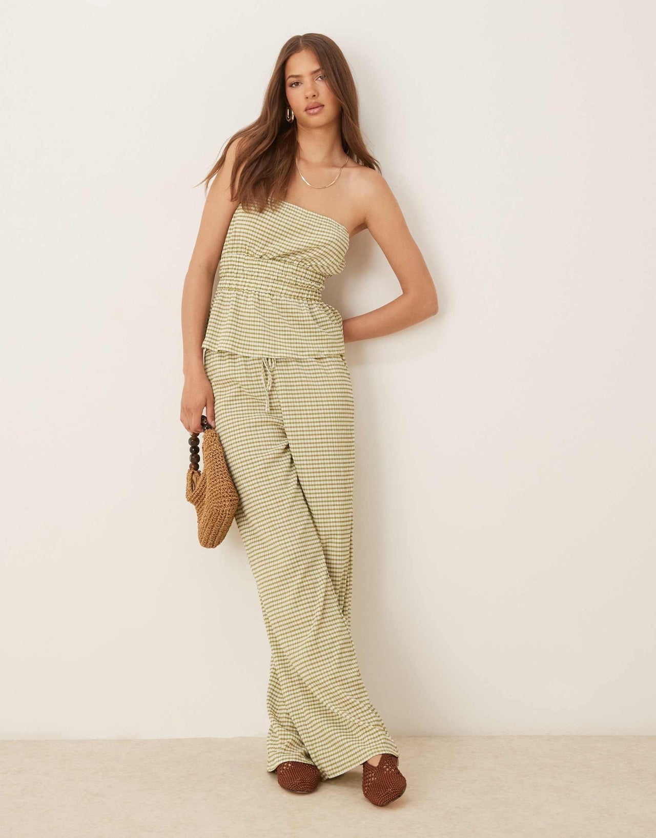 ASOS DESIGN bandeau co-ord in green gingham - ASOS Sample Sale