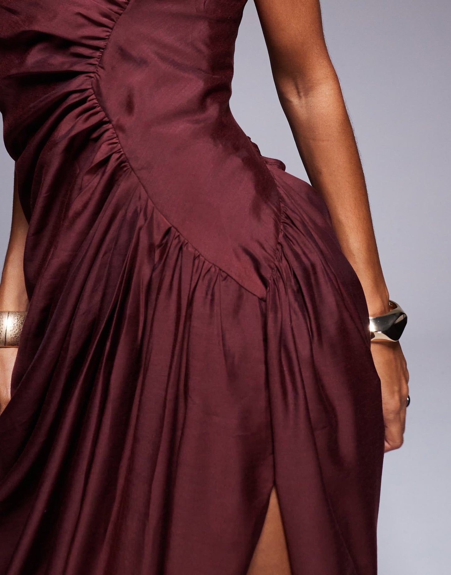 ASOS DESIGN bandeau draped maxi dress in burgandy - ASOS Sample Sale