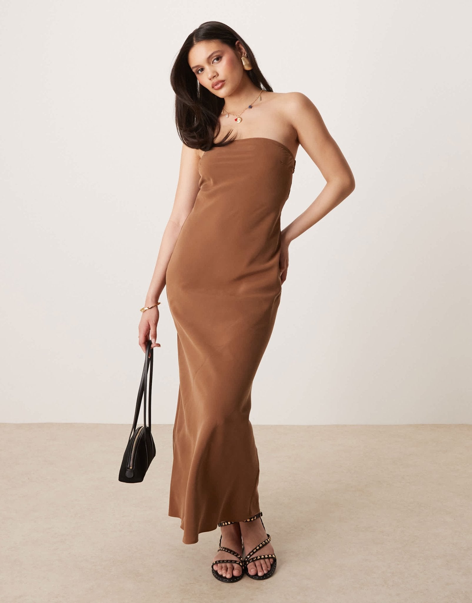 ASOS DESIGN bandeau maxi dress in chocolate - ASOS Sample Sale