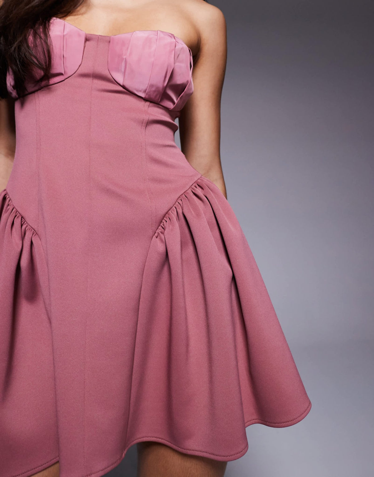 ASOS DESIGN bandeau skater mini dress with contrast cups in blush - ASOS Sample Sale