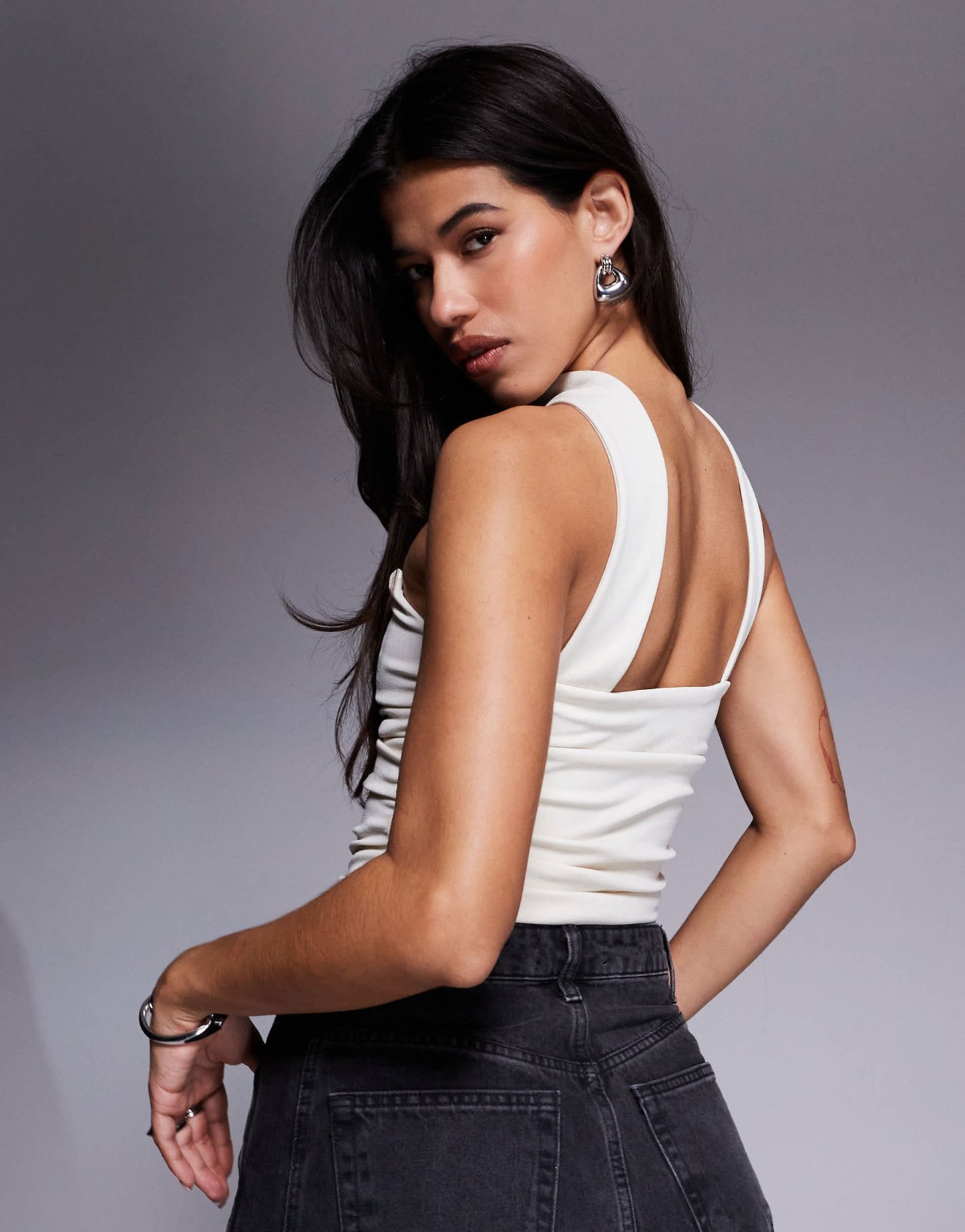 ASOS DESIGN bandeau top with scarf neck detail in butter yellow - ASOS Sample Sale