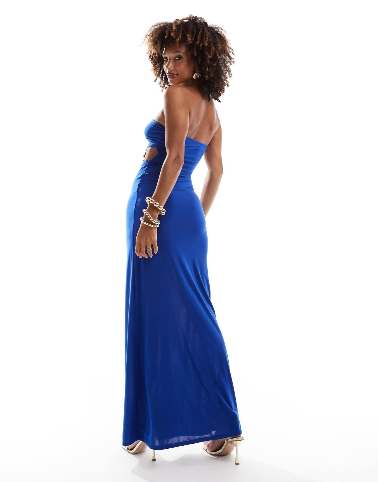 ASOS DESIGN bandeau with gold bead trim maxi dress in cobalt blue - ASOS Sample Sale