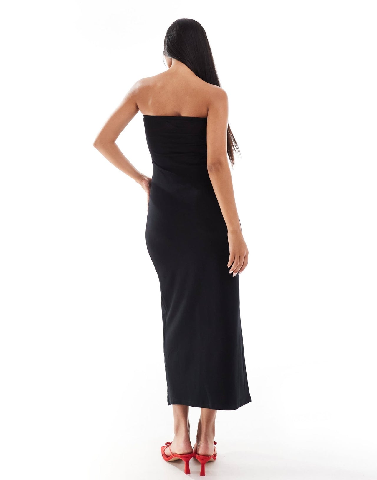 ASOS DESIGN bandeau with twist bust detail midaxi dress in black - BLACK - ASOS Sample Sale