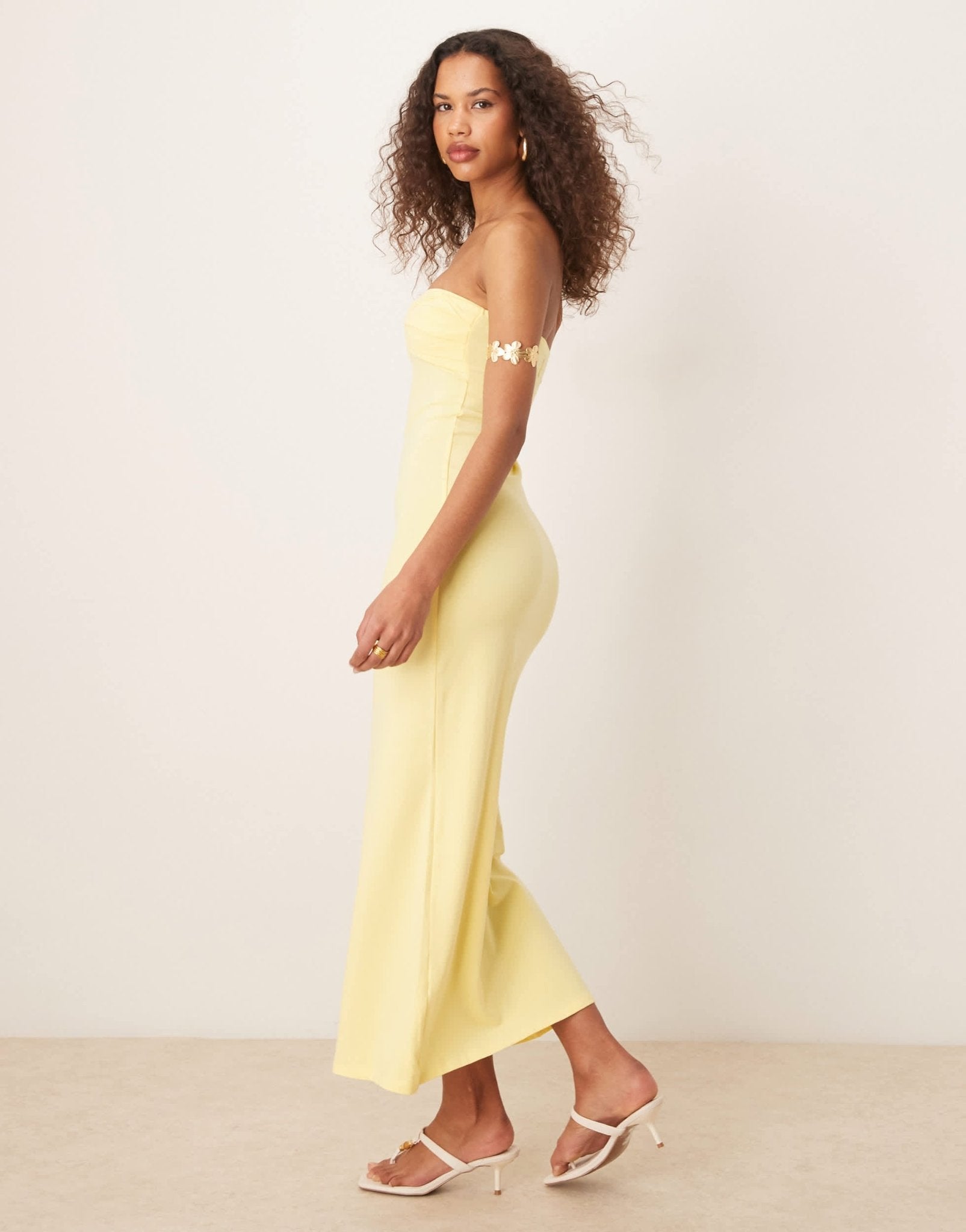 ASOS DESIGN bandeau with twist bust detail midaxi dress in lemonade - ASOS Sample Sale