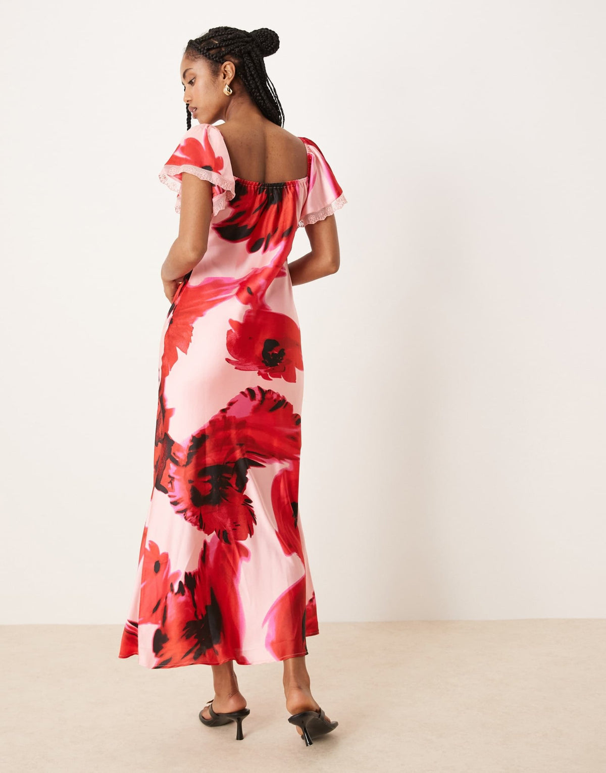 ASOS DESIGN bardot midi dress with lace inserts in floral print - ASOS Sample Sale