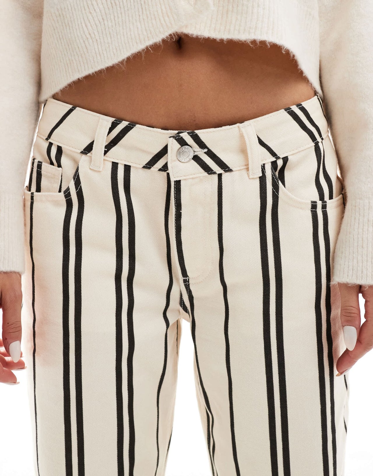 ASOS DESIGN barrel jean in mono stripe - ASOS Sample Sale