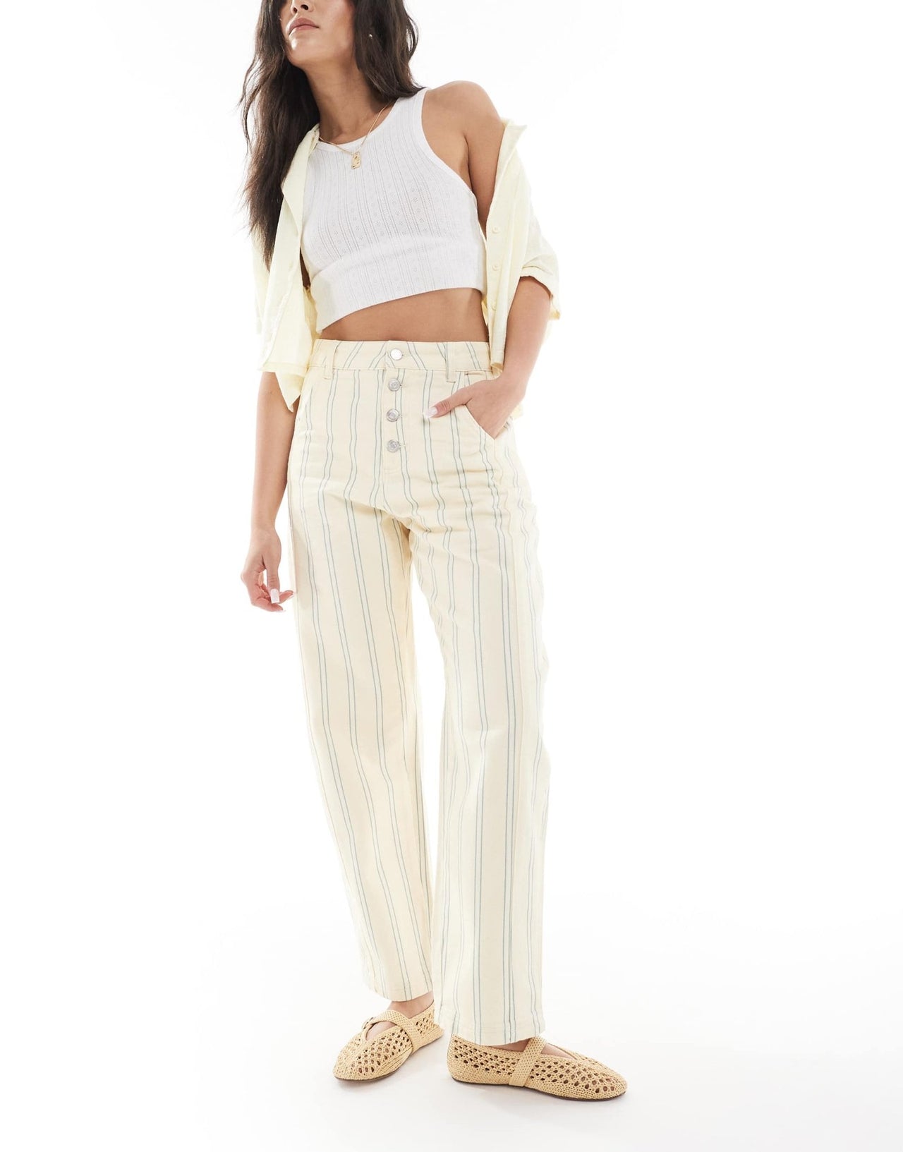 ASOS DESIGN barrel leg jean in buttermilk stripe - ASOS Sample Sale