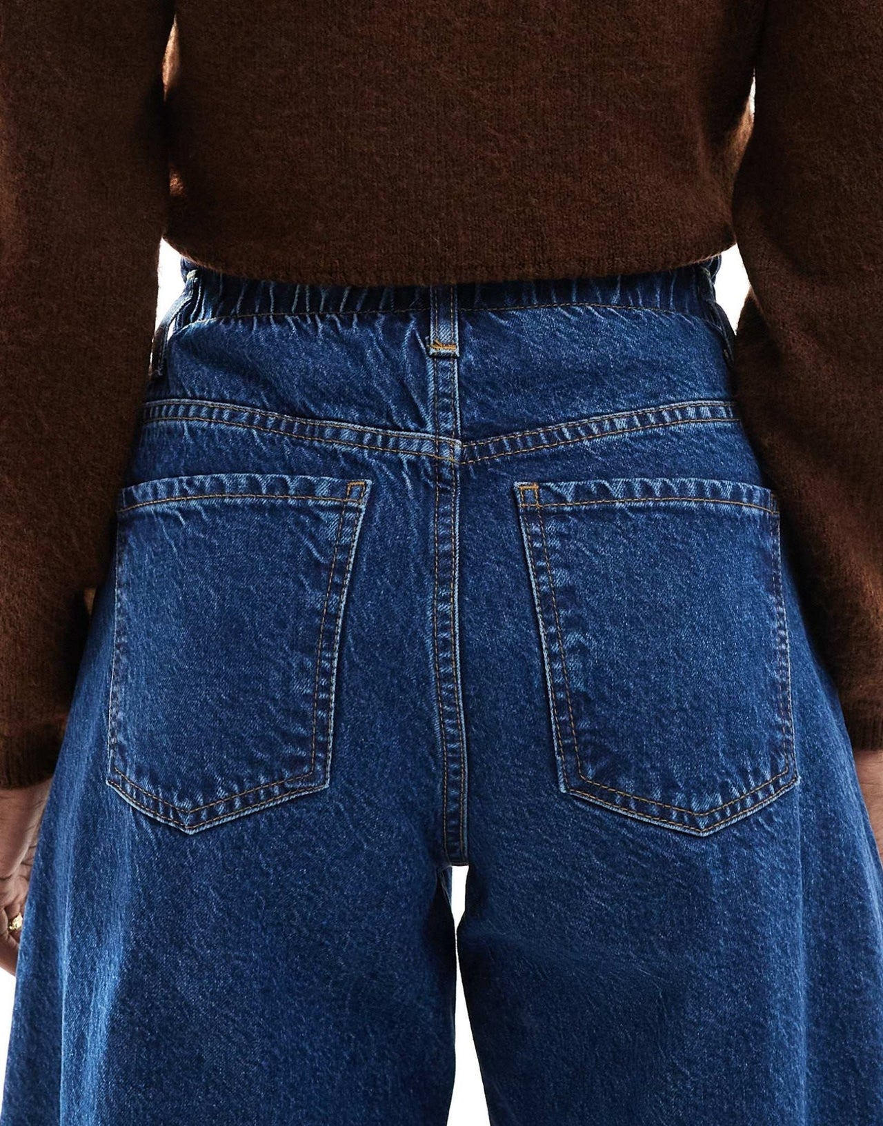 ASOS DESIGN barrel leg jean with paperbag waist in inky wash - ASOS Sample Sale