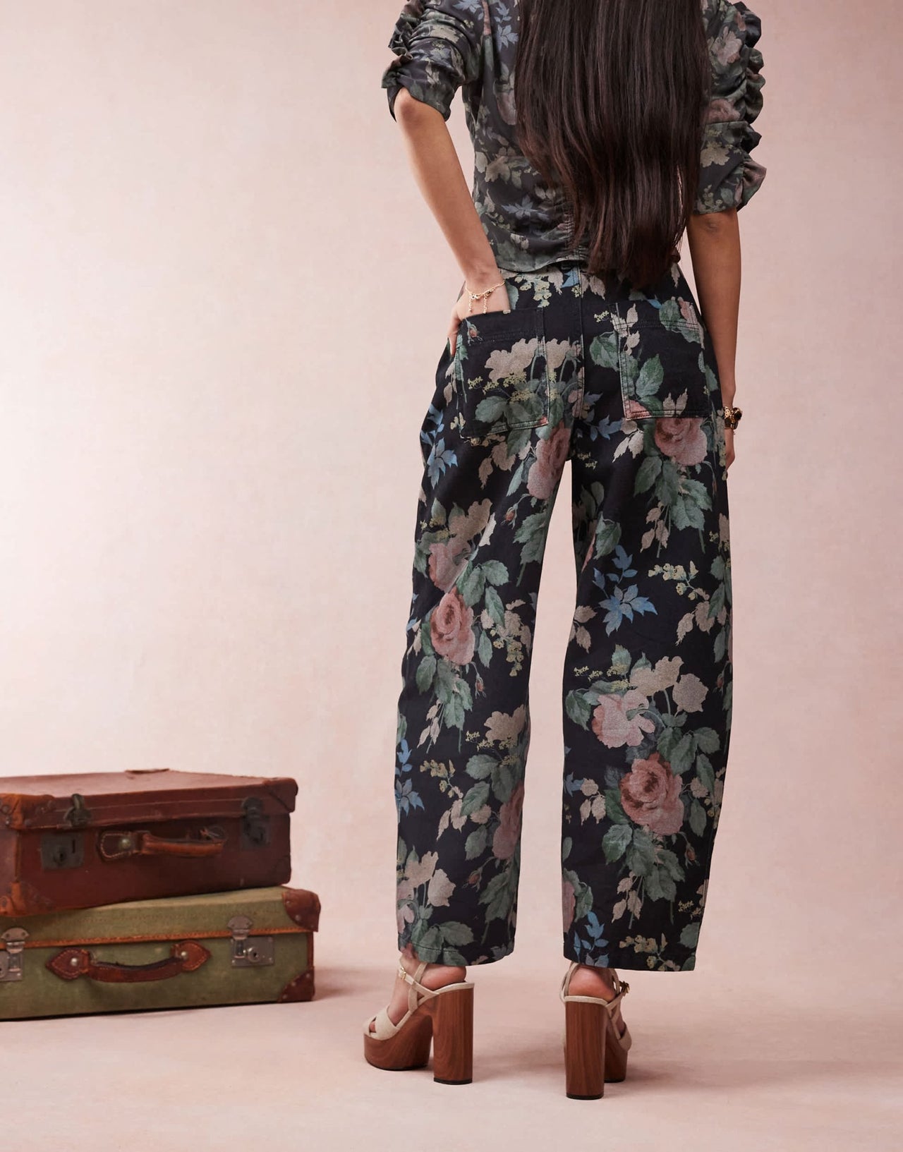 ASOS DESIGN barrel leg trousers in black floral print - ASOS Sample Sale