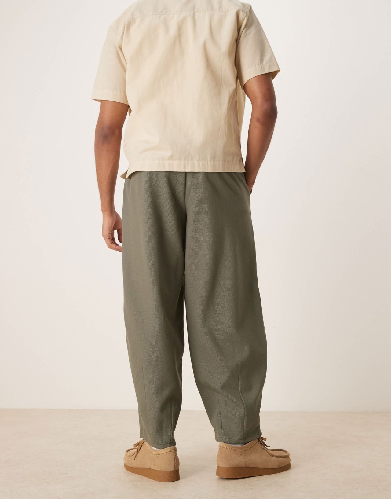 ASOS DESIGN barrel leg twill trousers in khaki - ASOS Sample Sale