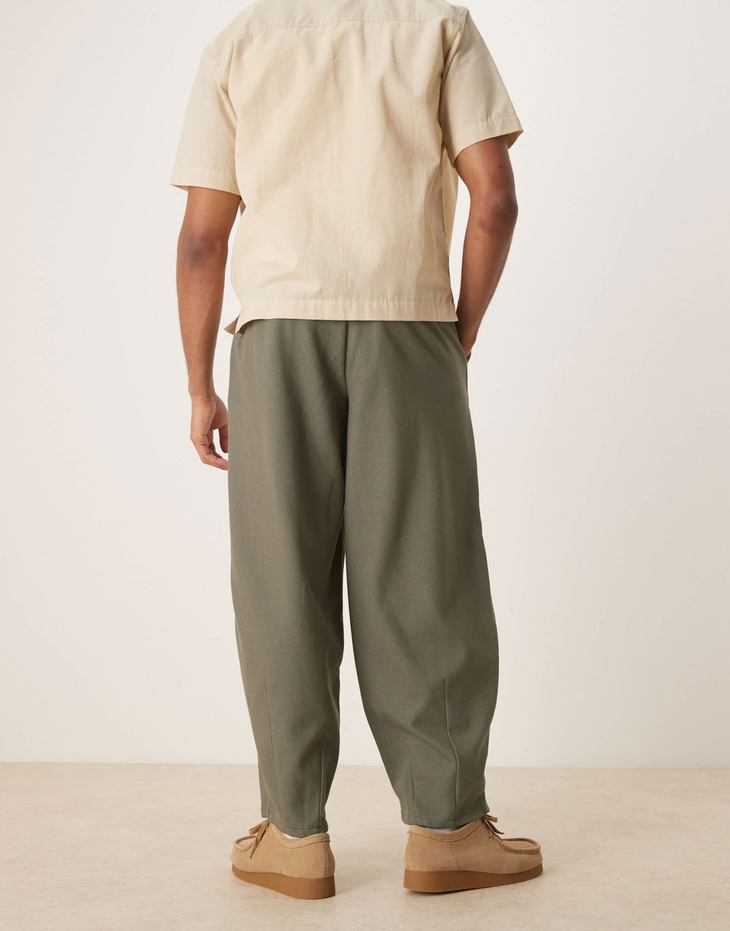 ASOS DESIGN barrel leg twill trousers in khaki - ASOS Sample Sale