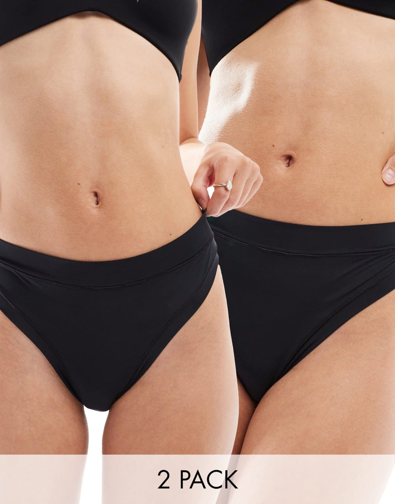 ASOS DESIGN Bella 2 pack super soft high waist thong in black - ASOS Sample Sale