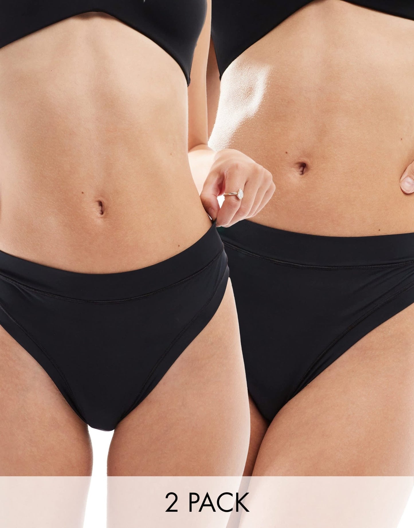 ASOS DESIGN Bella 2 pack super soft high waist thong in black - ASOS Sample Sale