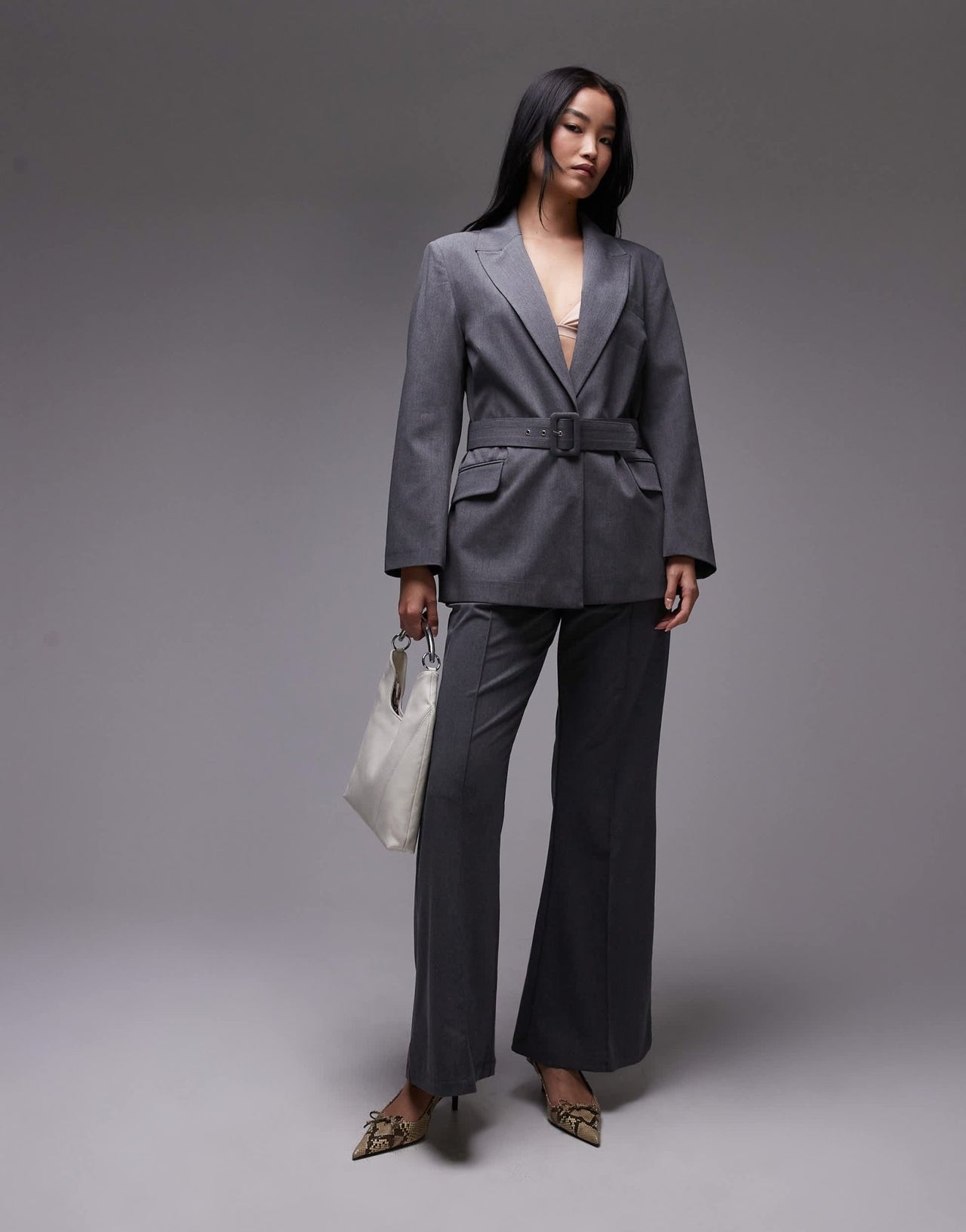 ASOS DESIGN belted oversized blazer in charcoal - ASOS Sample Sale