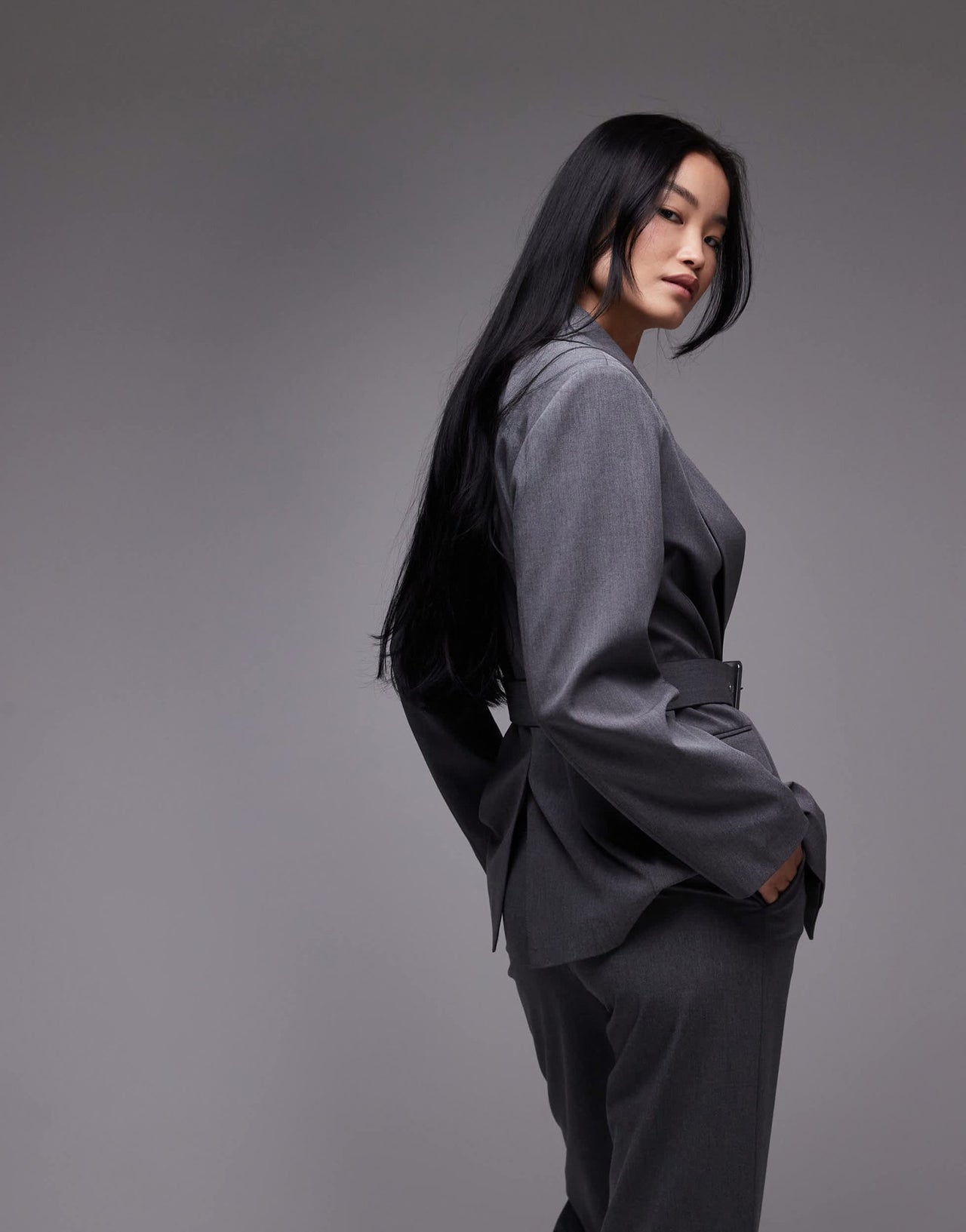 ASOS DESIGN belted oversized blazer in charcoal - ASOS Sample Sale