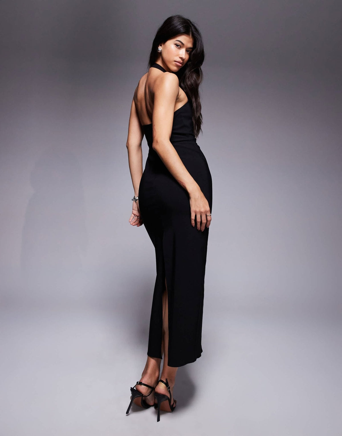 ASOS DESIGN bengaline halter pencil midi dress in black - ASOS Sample Sale
