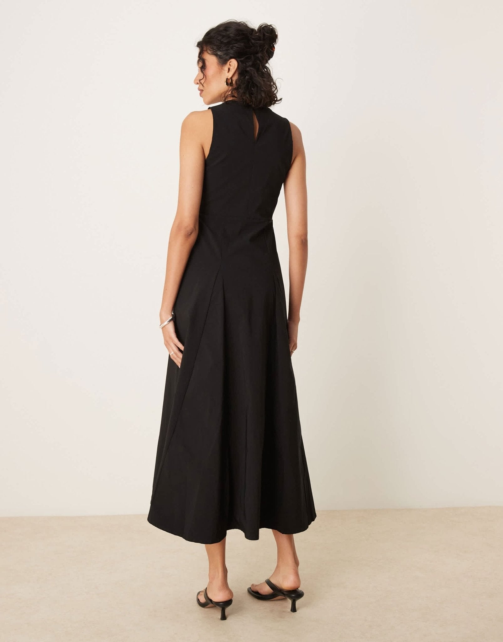 ASOS DESIGN bengaline sleeveless corset waist midi dress in black - ASOS Sample Sale