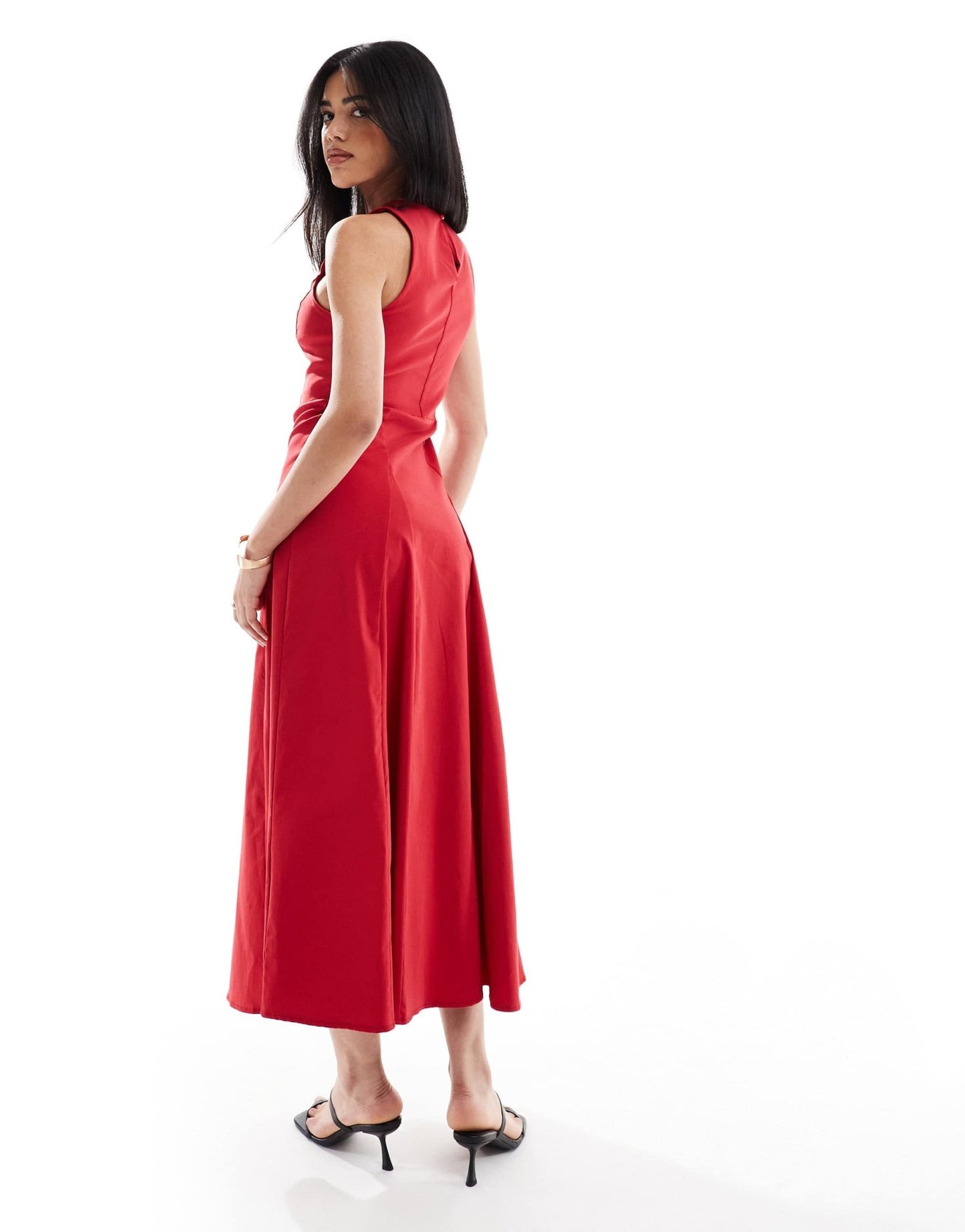 ASOS DESIGN bengaline sleeveless corset waist midi dress in red - ASOS Sample Sale
