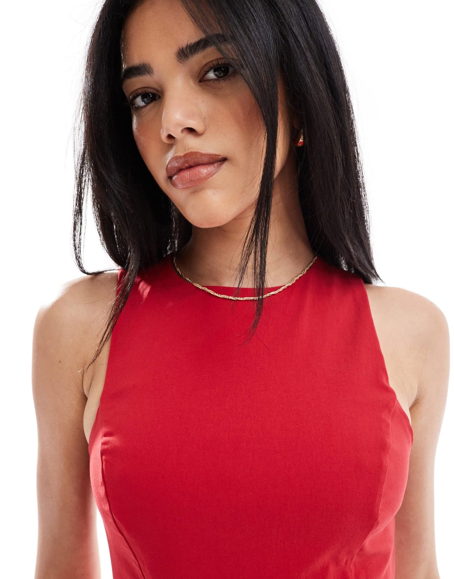ASOS DESIGN bengaline sleeveless corset waist midi dress in red - ASOS Sample Sale