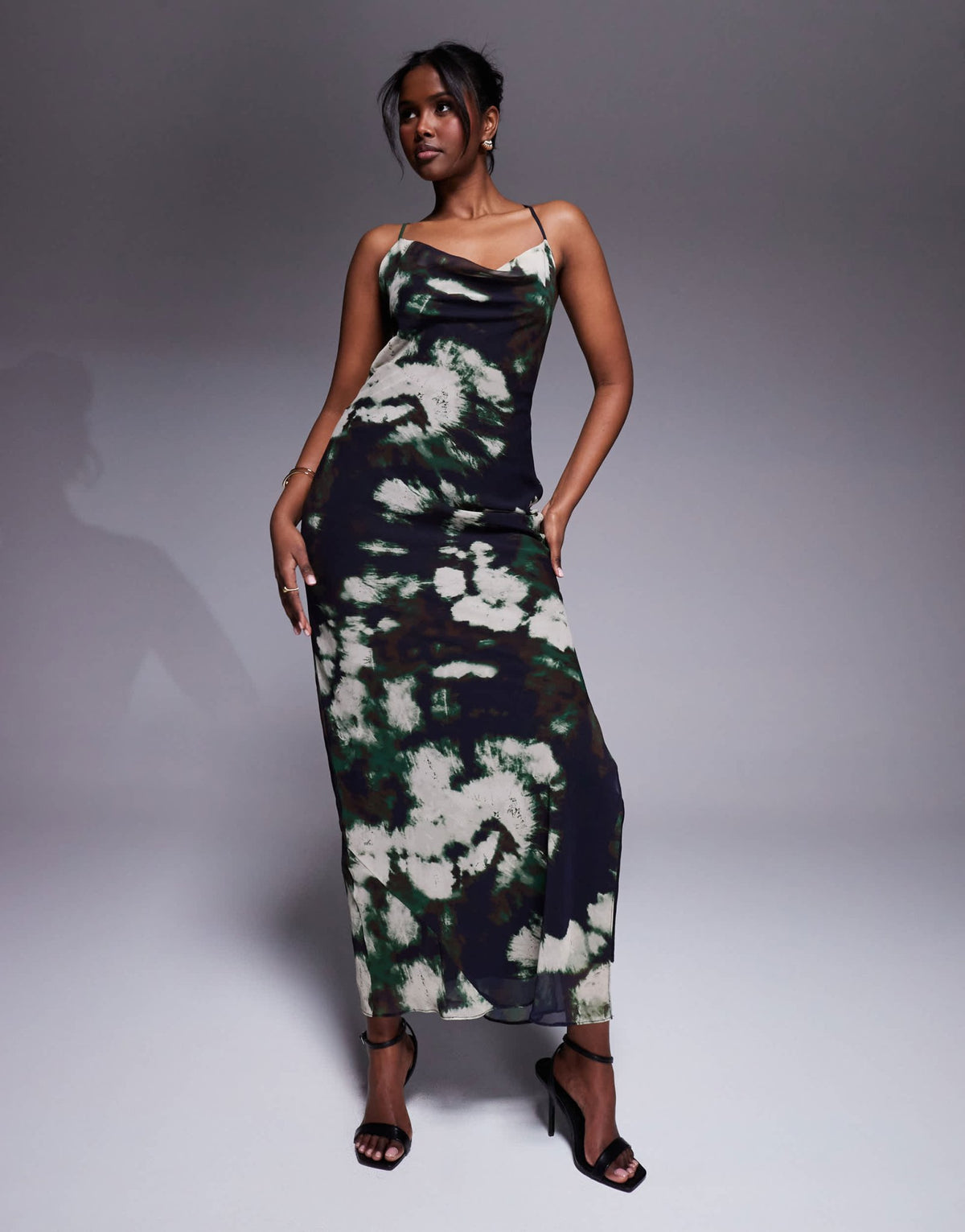 ASOS DESIGN bias strappy cross back maxi dress in abstract print - ASOS Sample Sale