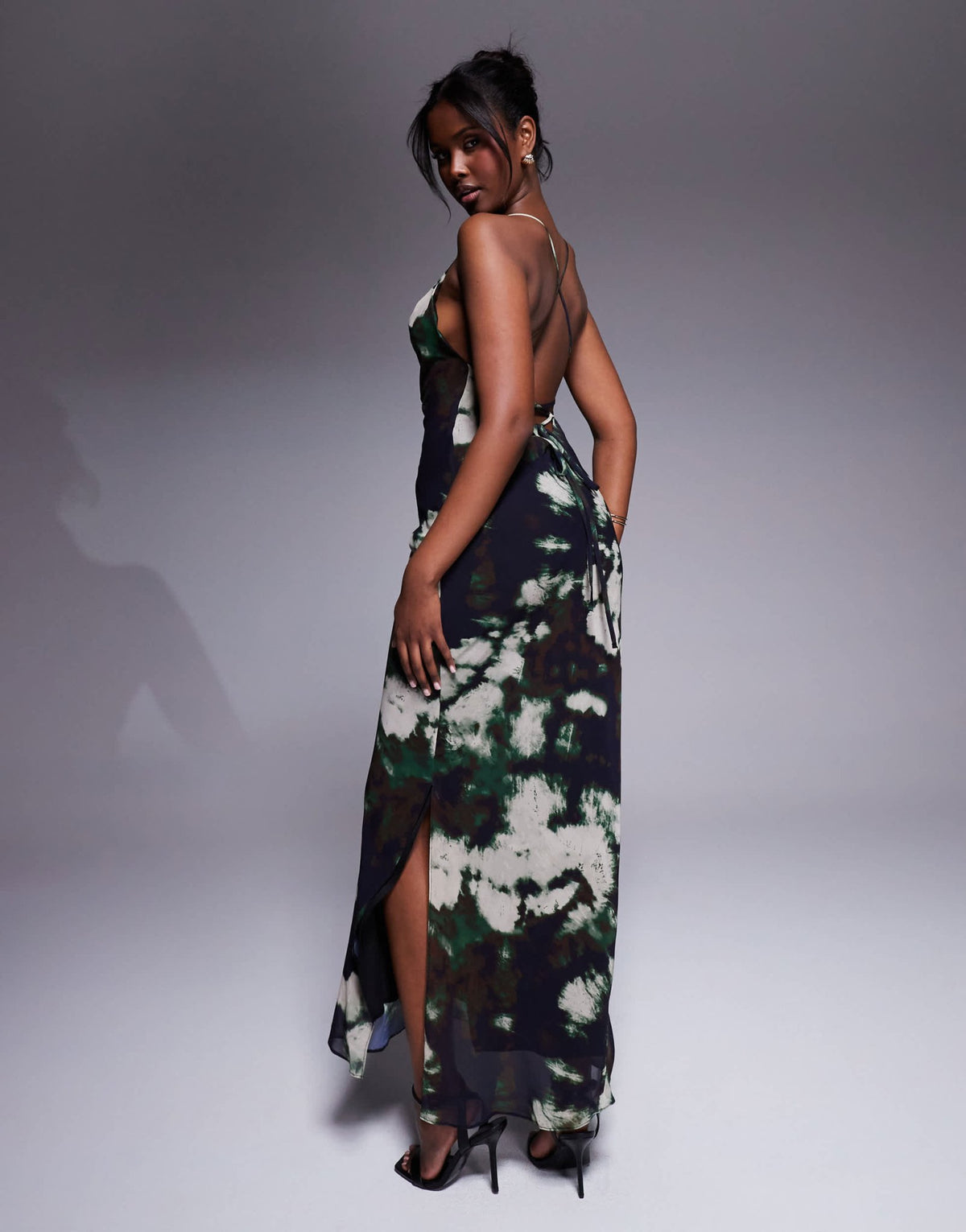ASOS DESIGN bias strappy cross back maxi dress in abstract print - ASOS Sample Sale