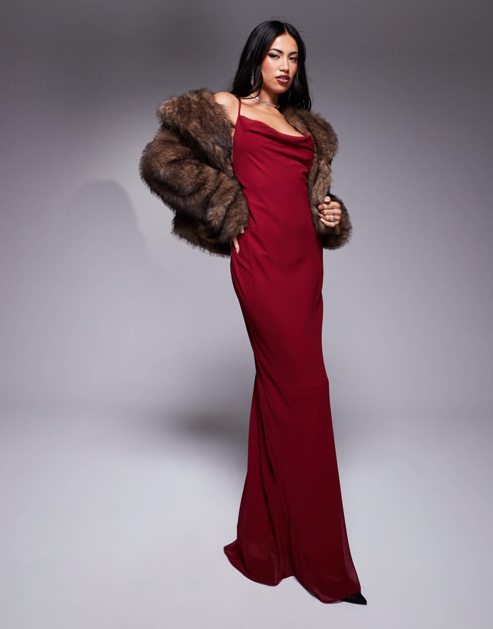 ASOS DESIGN bias strappy cross back maxi in burgundy - ASOS Sample Sale