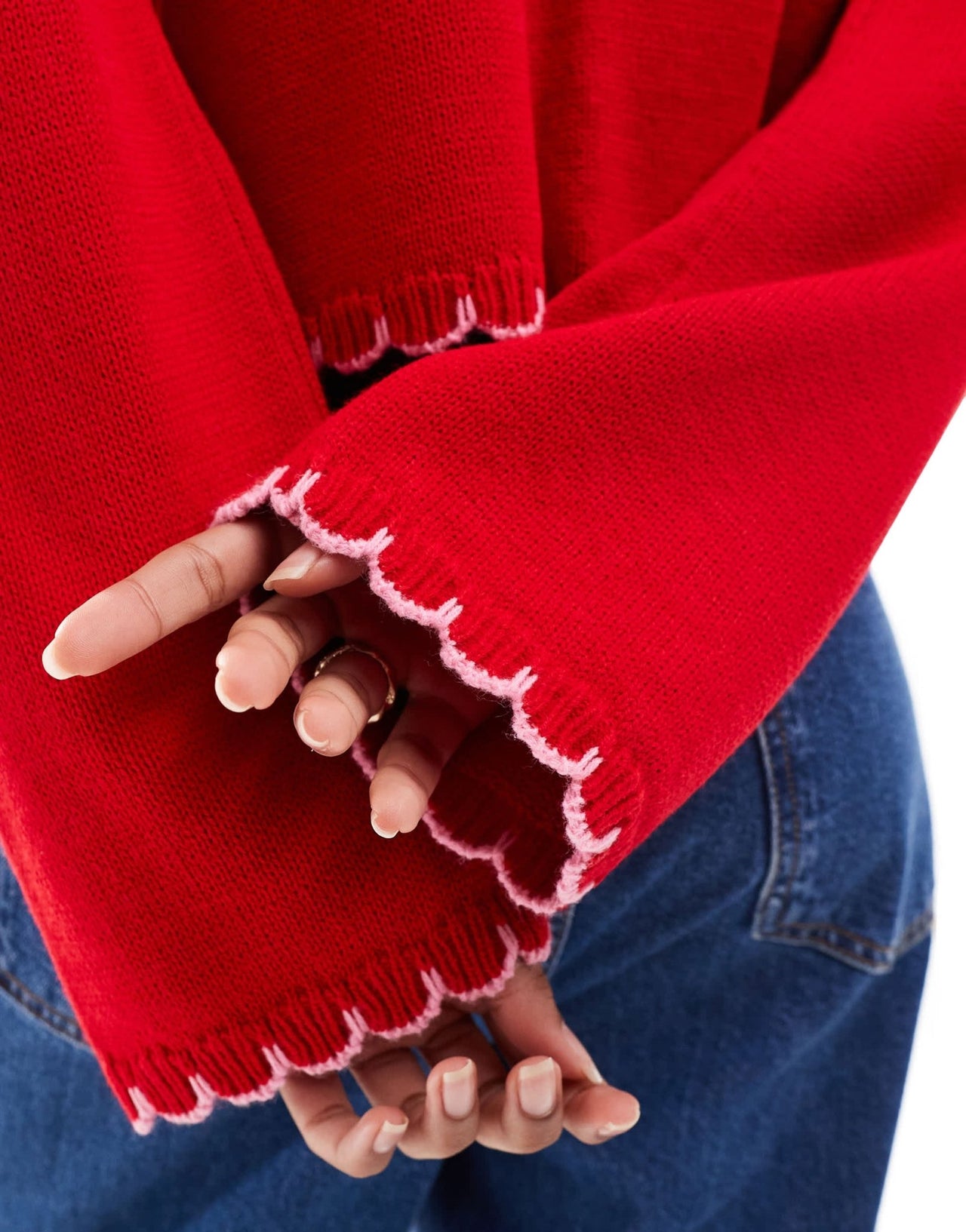 ASOS DESIGN blanket stitch cardigan in red - ASOS Sample Sale