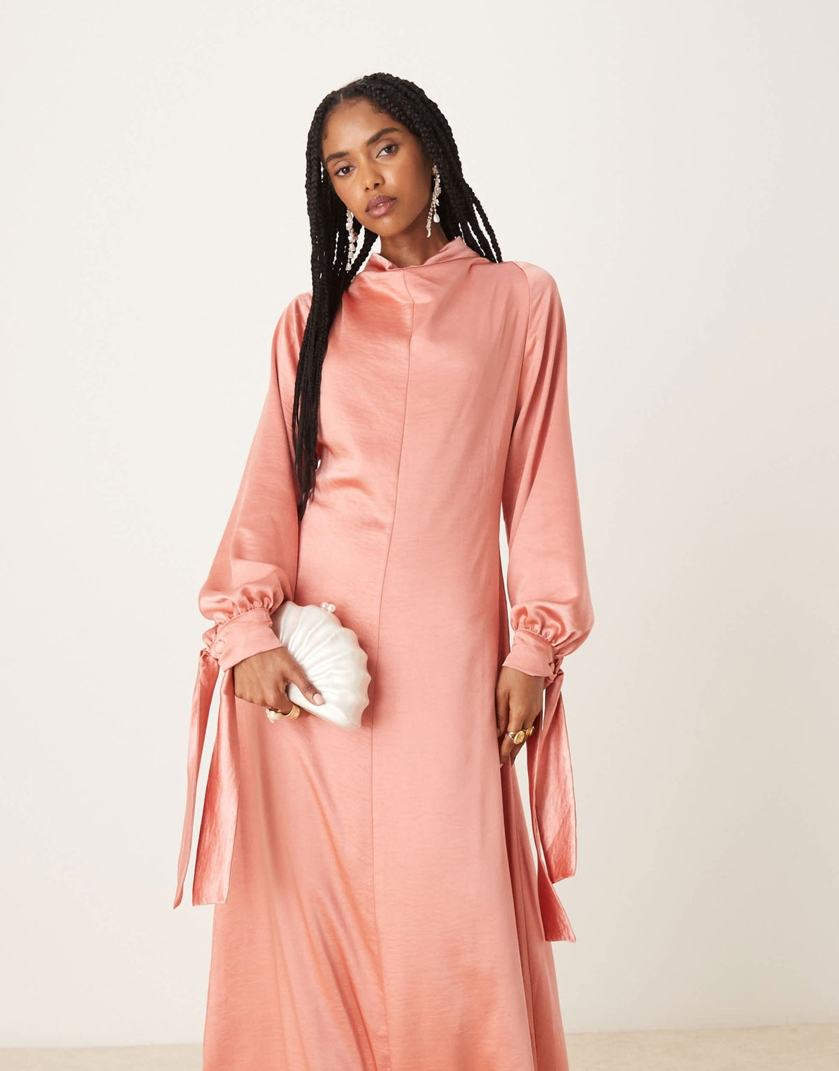 ASOS DESIGN blouson high neck maxi dress in rose - ASOS Sample Sale