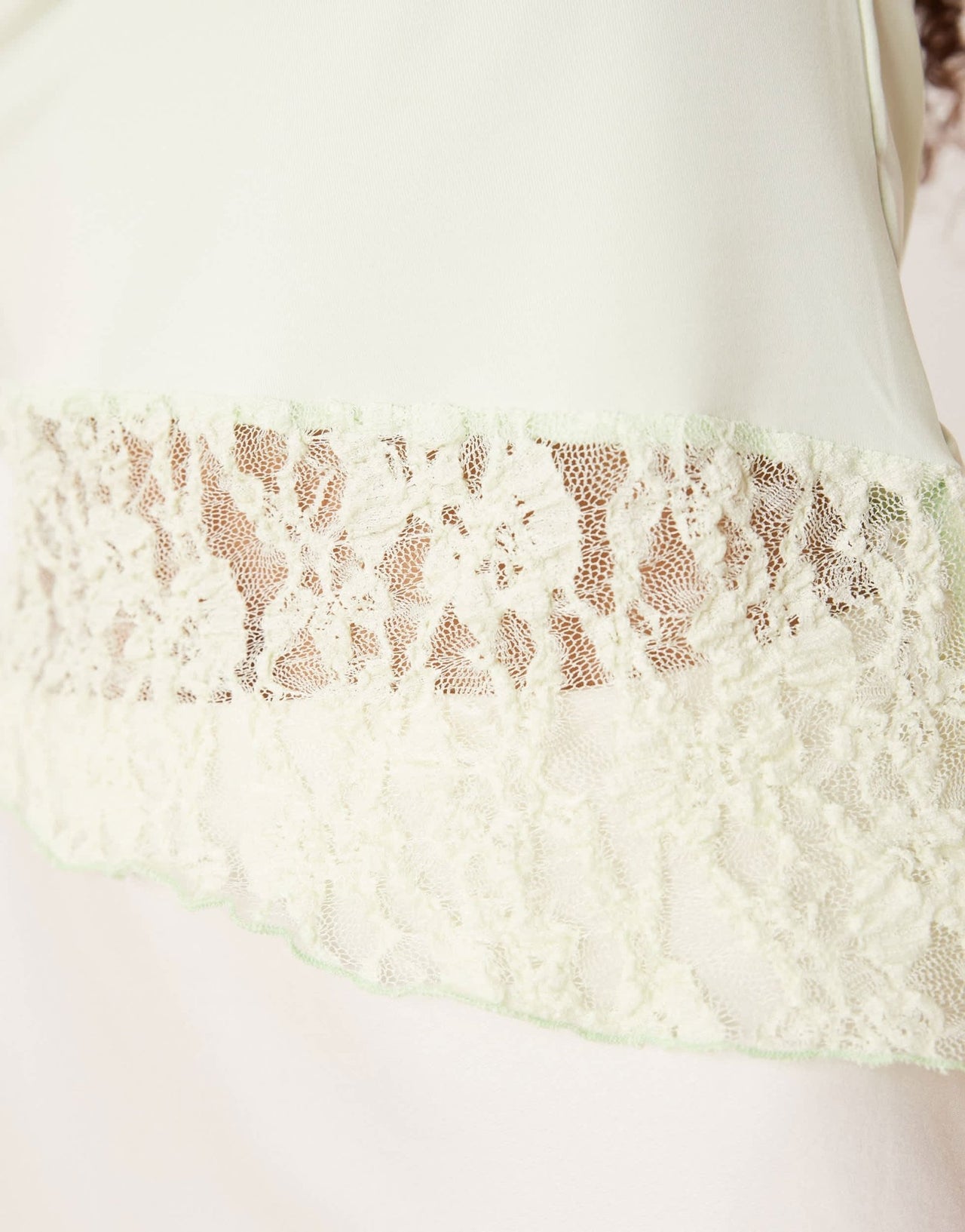 ASOS DESIGN boat neck lace asymmetric top in pastel green - ASOS Sample Sale