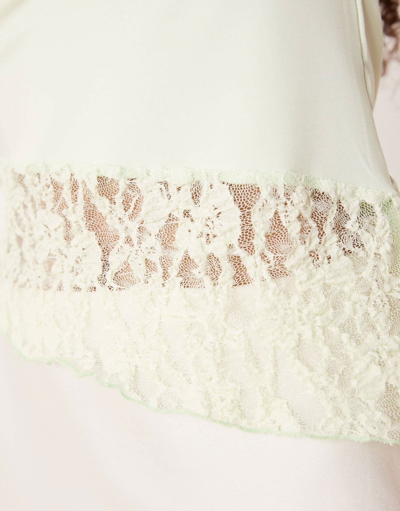 ASOS DESIGN boat neck lace asymmetric top in pastel green - ASOS Sample Sale
