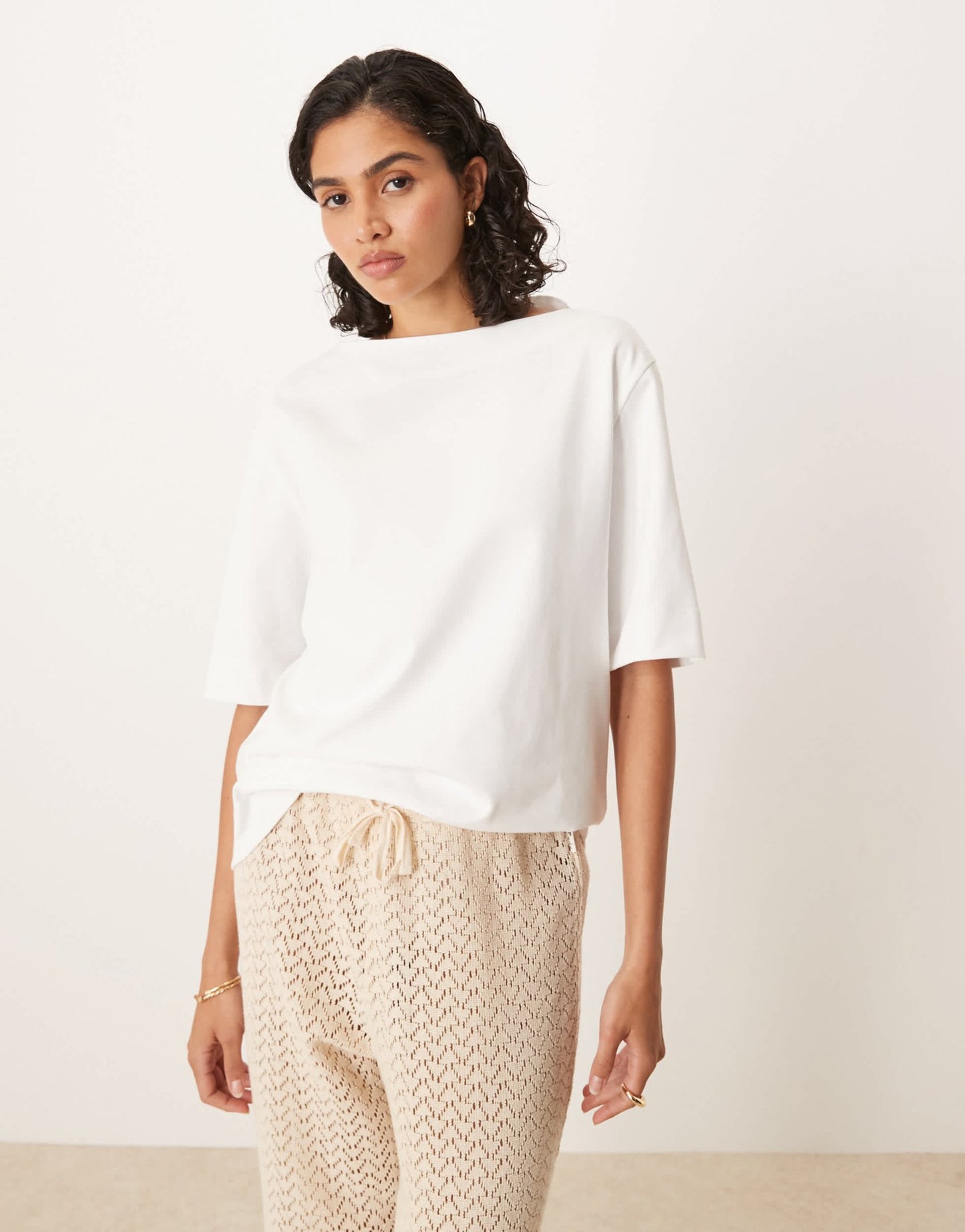 ASOS DESIGN boat neck oversized tee in white - ASOS Sample Sale