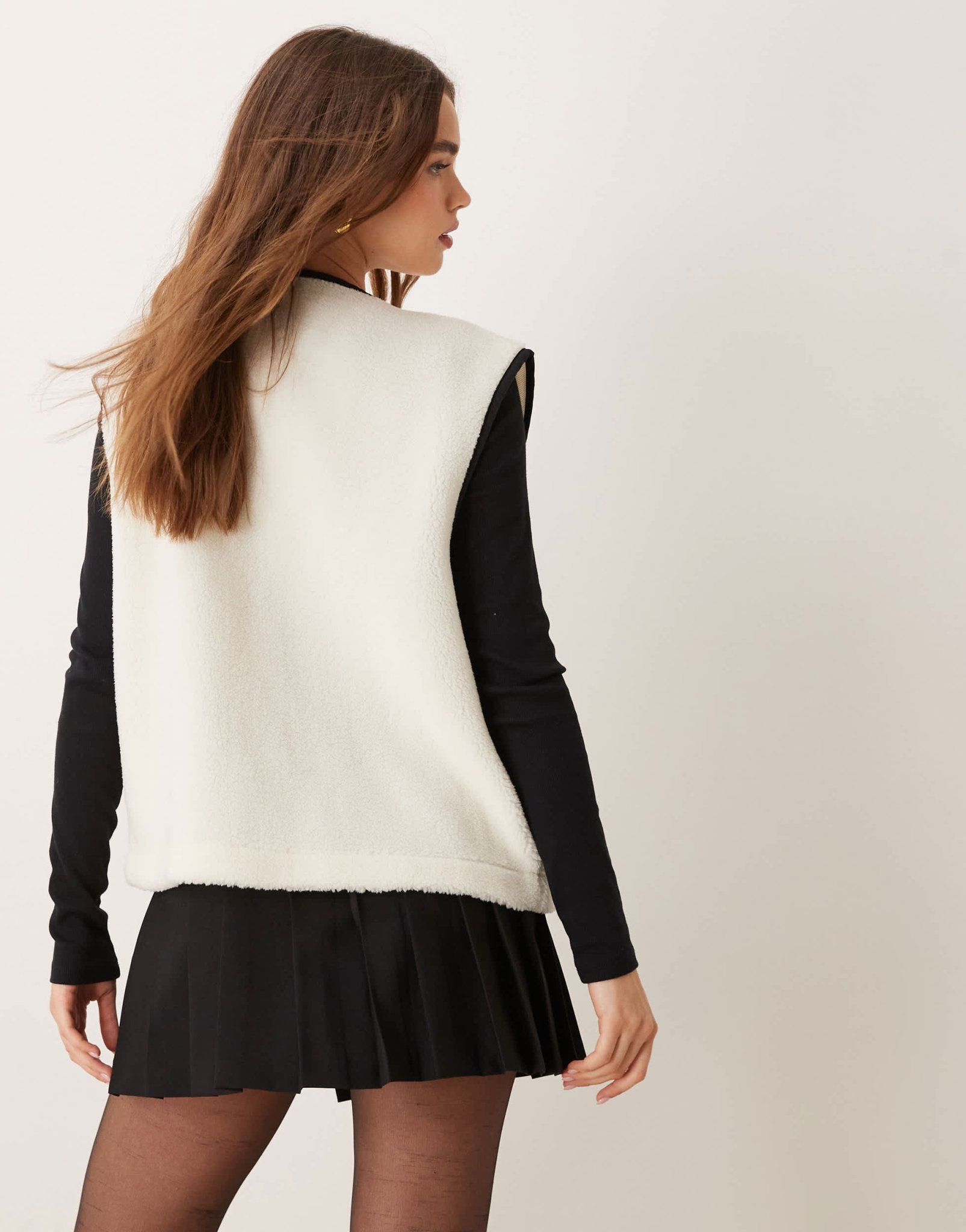 ASOS DESIGN borg fleece waistcoat with bow tie detail in cream - ASOS Sample Sale