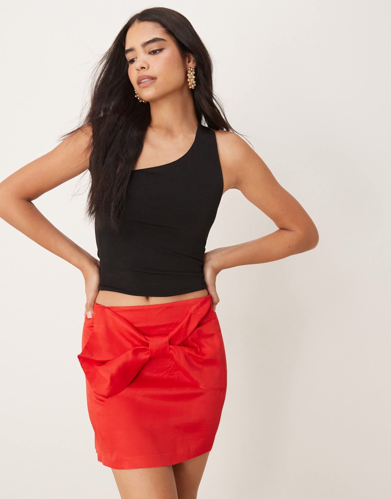 ASOS DESIGN bow detail mini skirt in red - ASOS Sample Sale