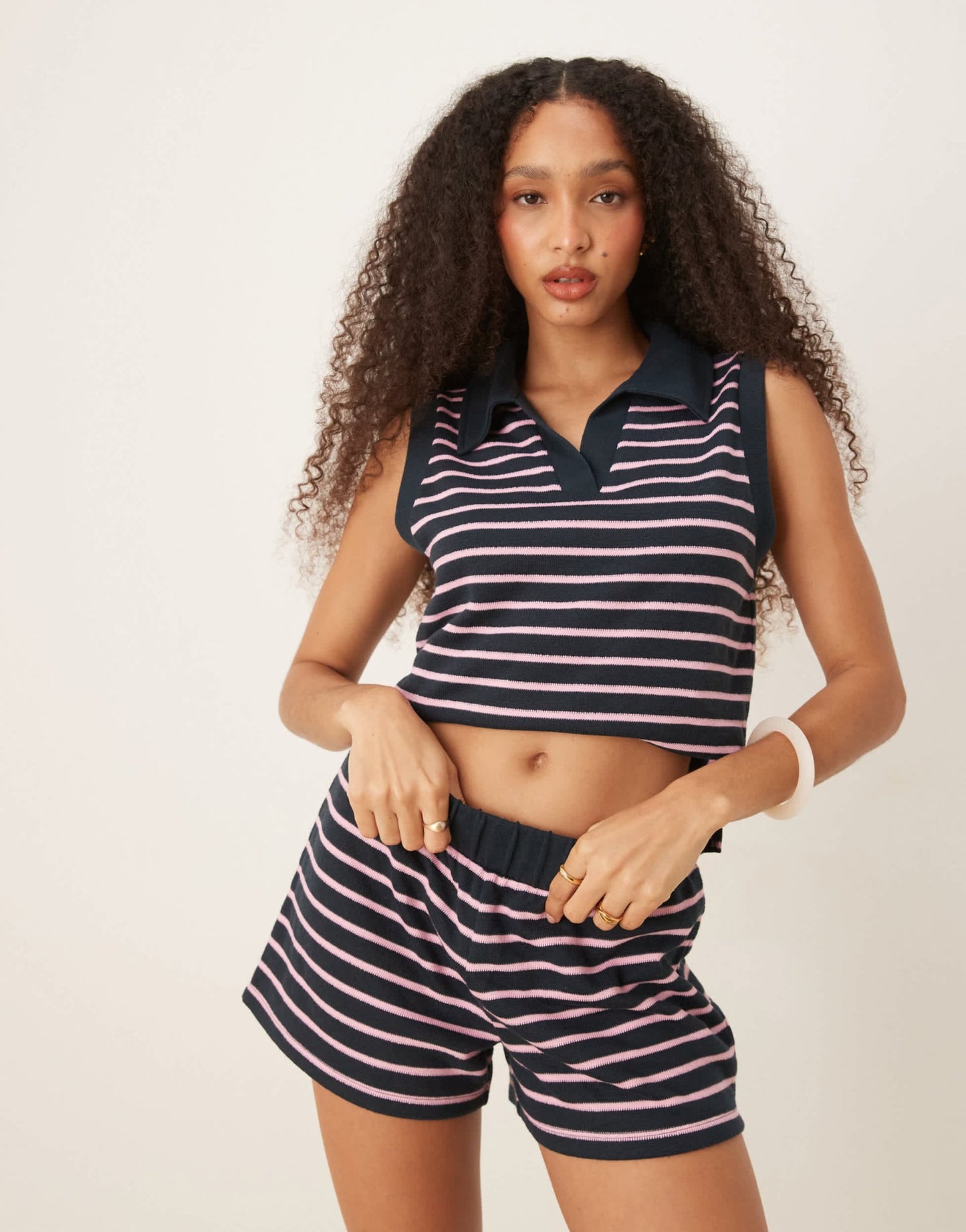 ASOS DESIGN boxer short co-ord in textured navy stripe - ASOS Sample Sale