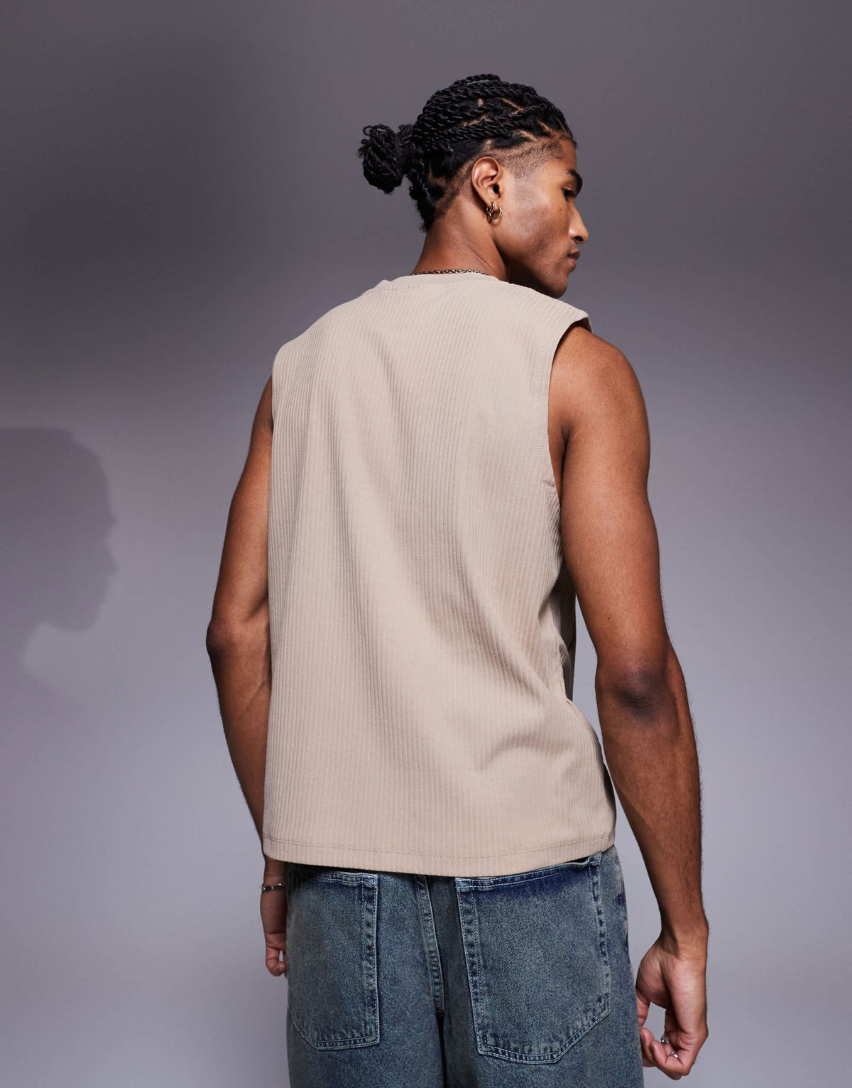 ASOS DESIGN boxy boxy oversized fit tank in brown rib - ASOS Sample Sale