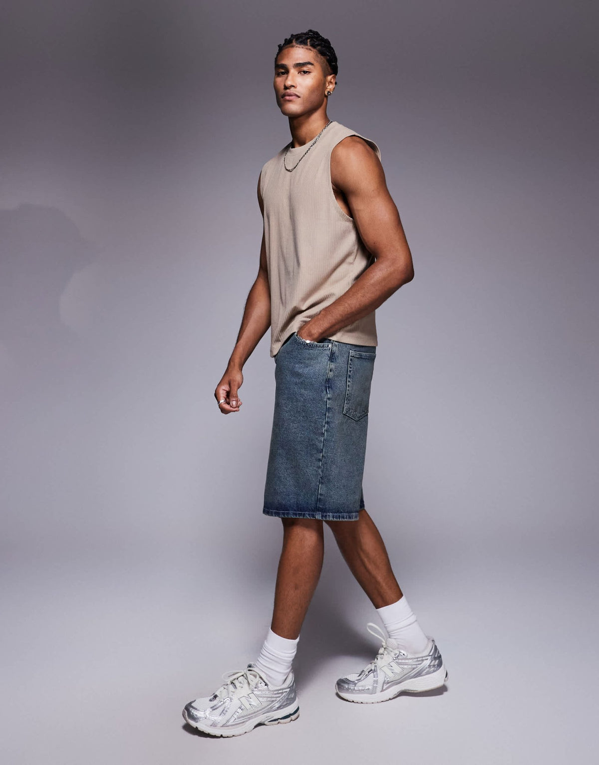ASOS DESIGN boxy boxy oversized fit tank in brown rib - ASOS Sample Sale