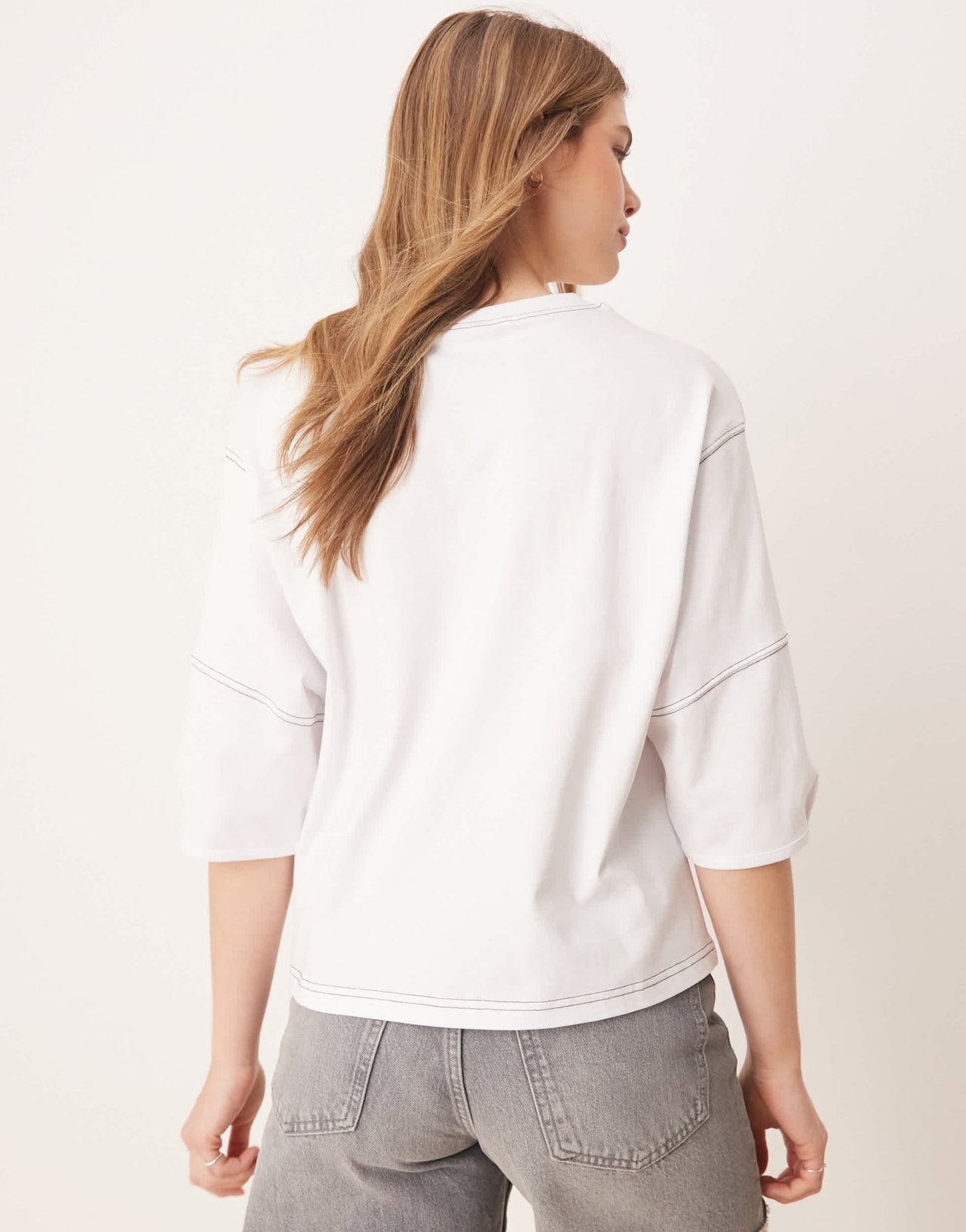 ASOS DESIGN boxy crop t-shirt with contrast stitch in white - ASOS Sample Sale