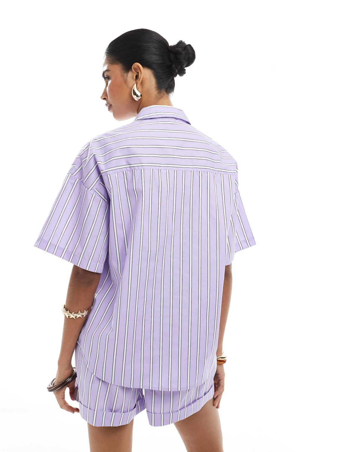 ASOS DESIGN boxy fit co-ord shirt in purple stripe - ASOS Sample Sale