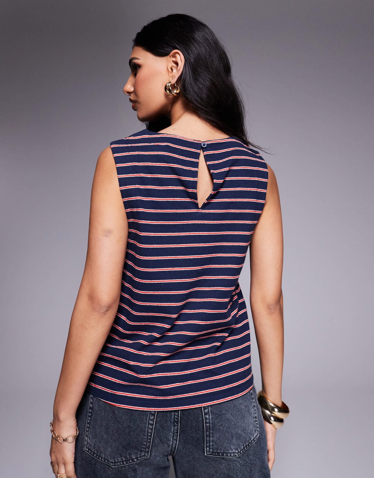 ASOS DESIGN boxy fit tank in textured navy stripe - ASOS Sample Sale